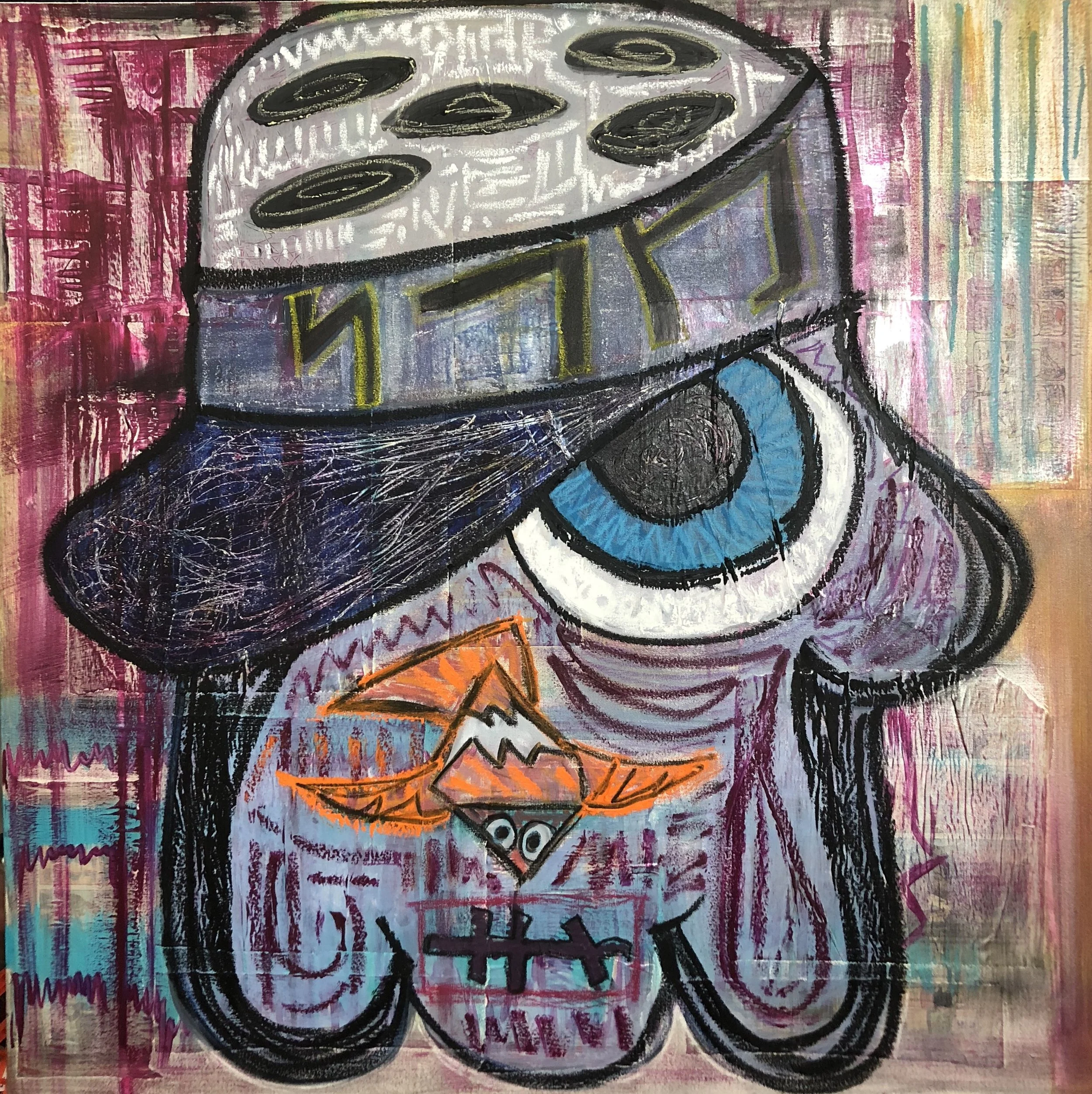 Metastatic, 40" x 40" x 1.5", mixed media on gallery wrapped canvas, 2018