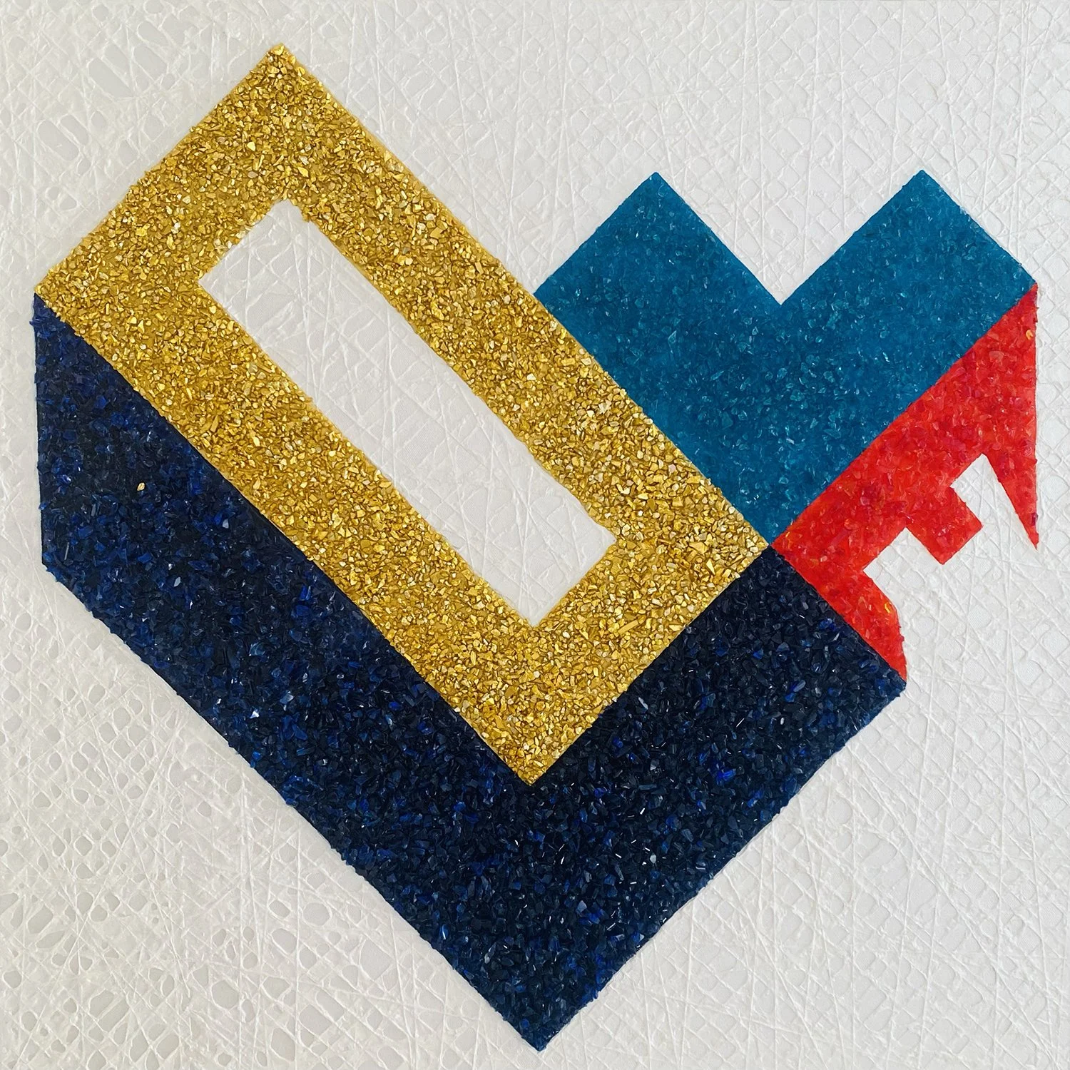 Heart #2, 30" x 30" x 1.5", mixed media on gallery wrapped canvas, 2025