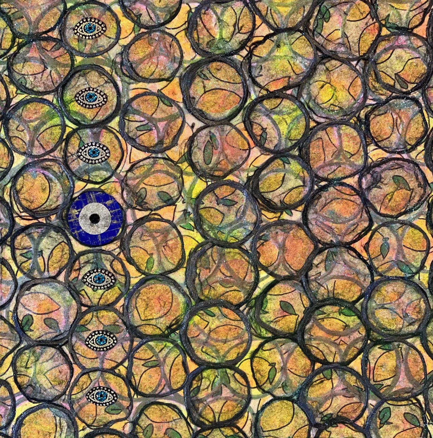 Mati Series #33, 16" x 16" x 1.5", mixed media on gallery wrapped canvas, 16" x 16" x 1.5", 2021
