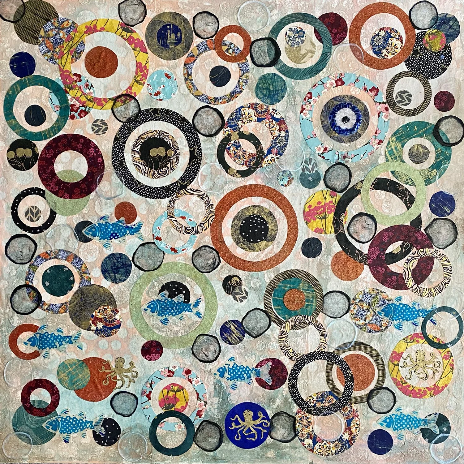 Untitled, 36" x 36" x 1.5" , mixed media on gallery wrapped canvas, 2021.