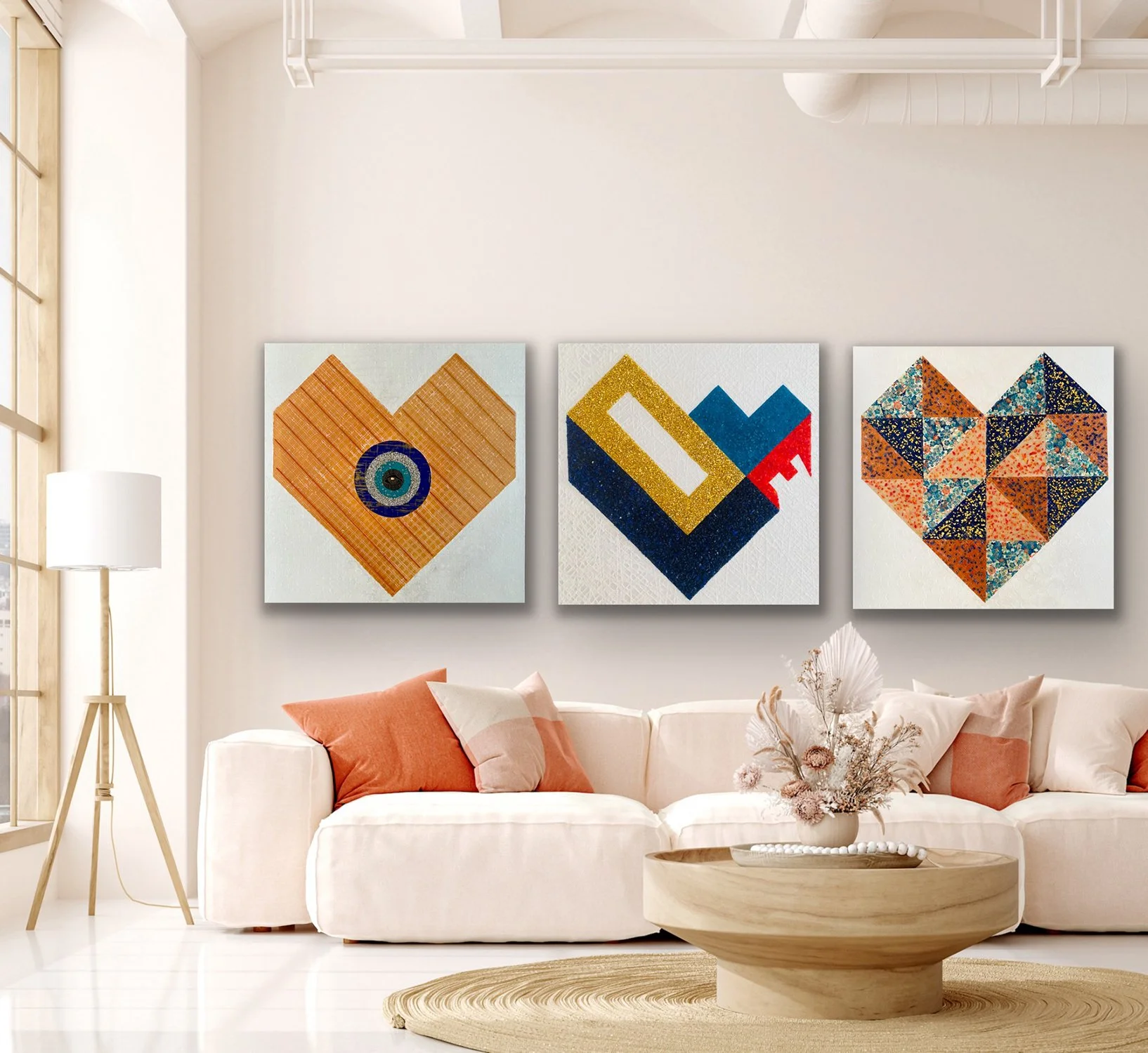 Hearts, Mixed Media on Canvas