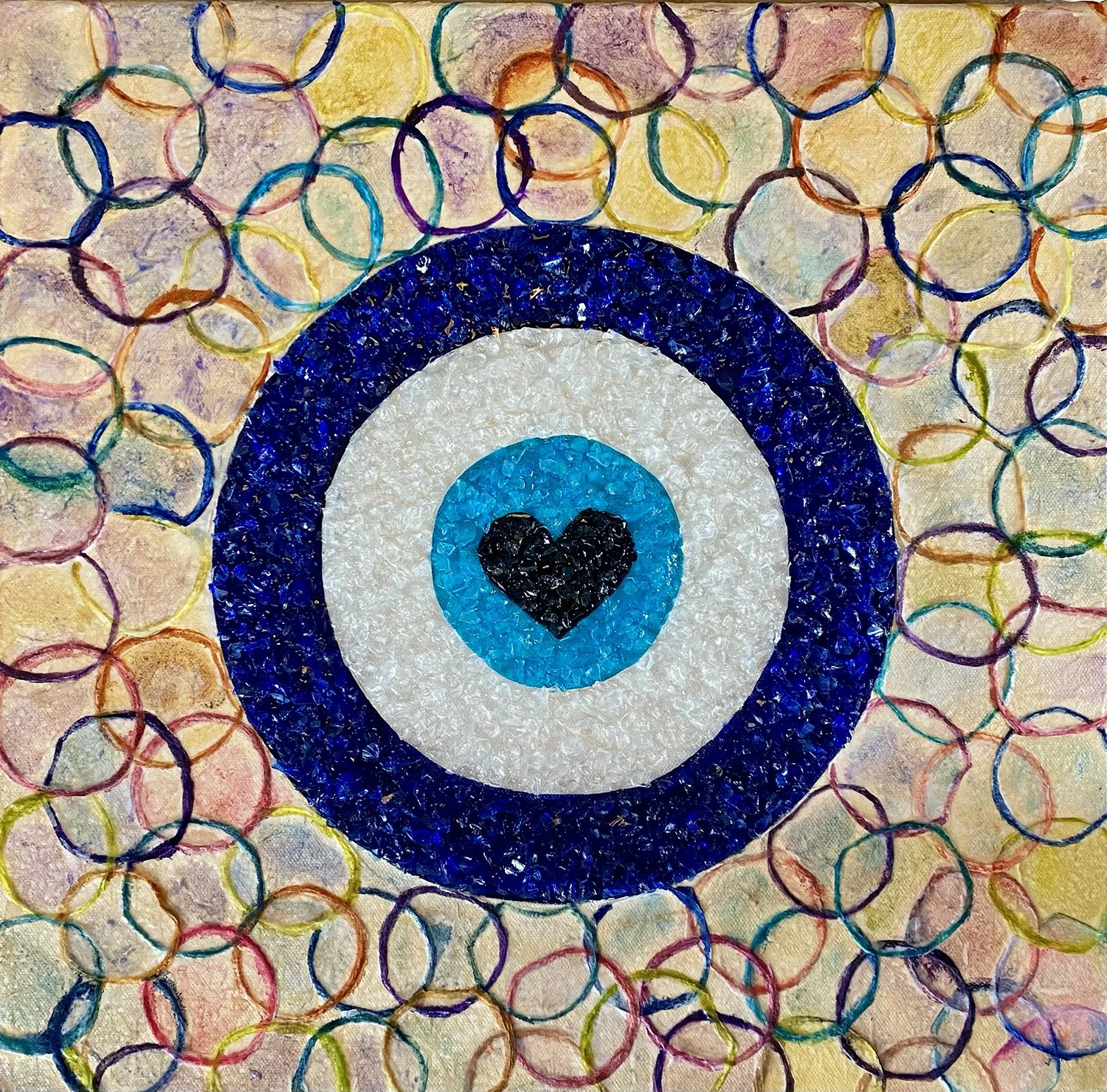 Untitled, 18" x 18" x 1.5", mixed media on gallery wrapped canvas, 2025