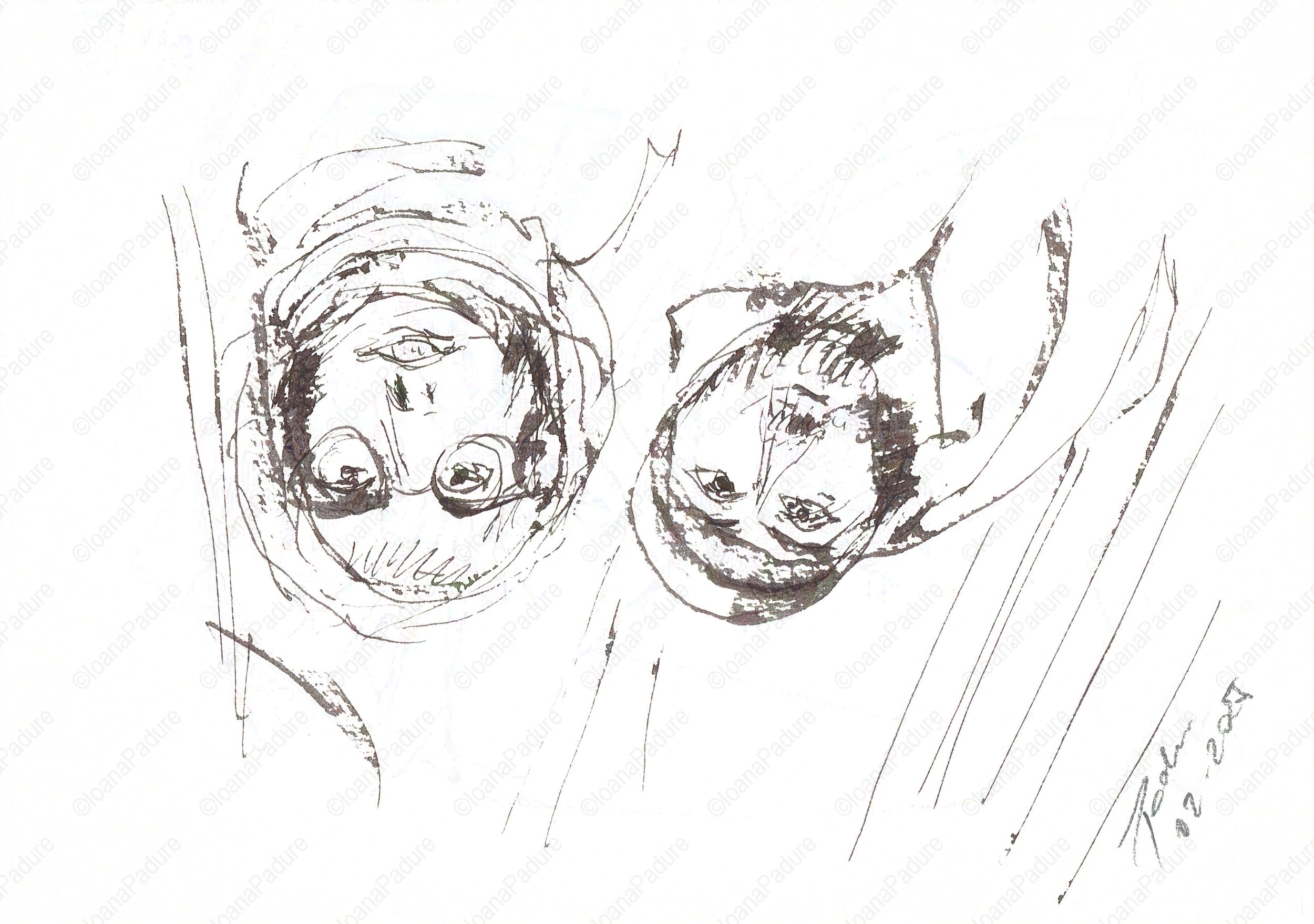 ink on paper, 14.8x21cm, 02.2025 - all white series - made upside down