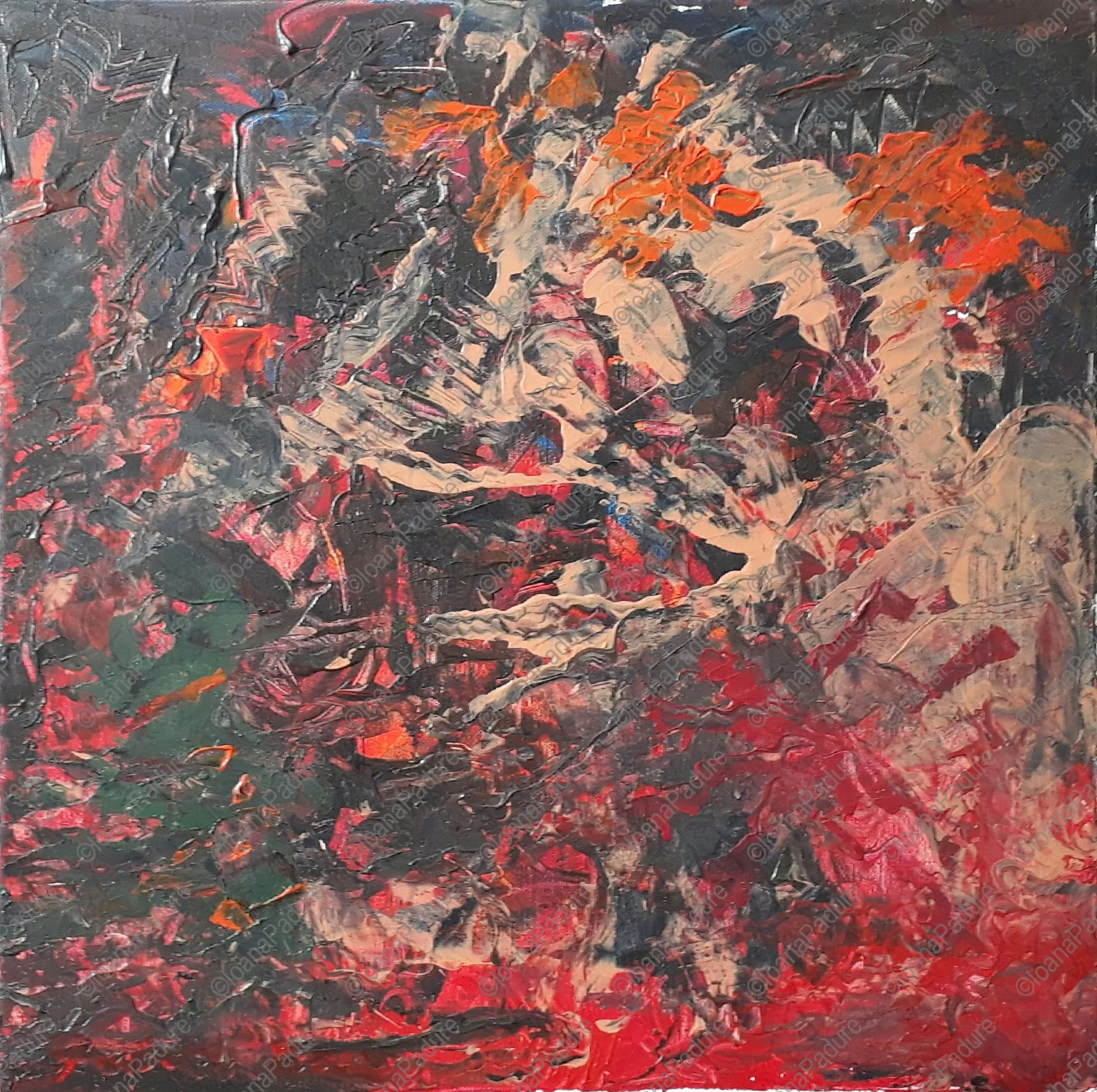 acrylic on canvas, 60x60cm, 2018 - RED series - Better outside than inside