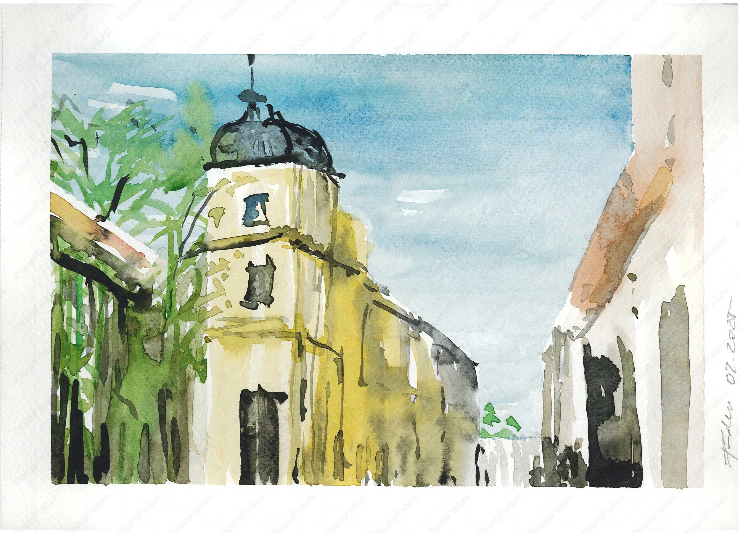 watecolours on paper, 21x29.7cm, 02.2025, painted upside down