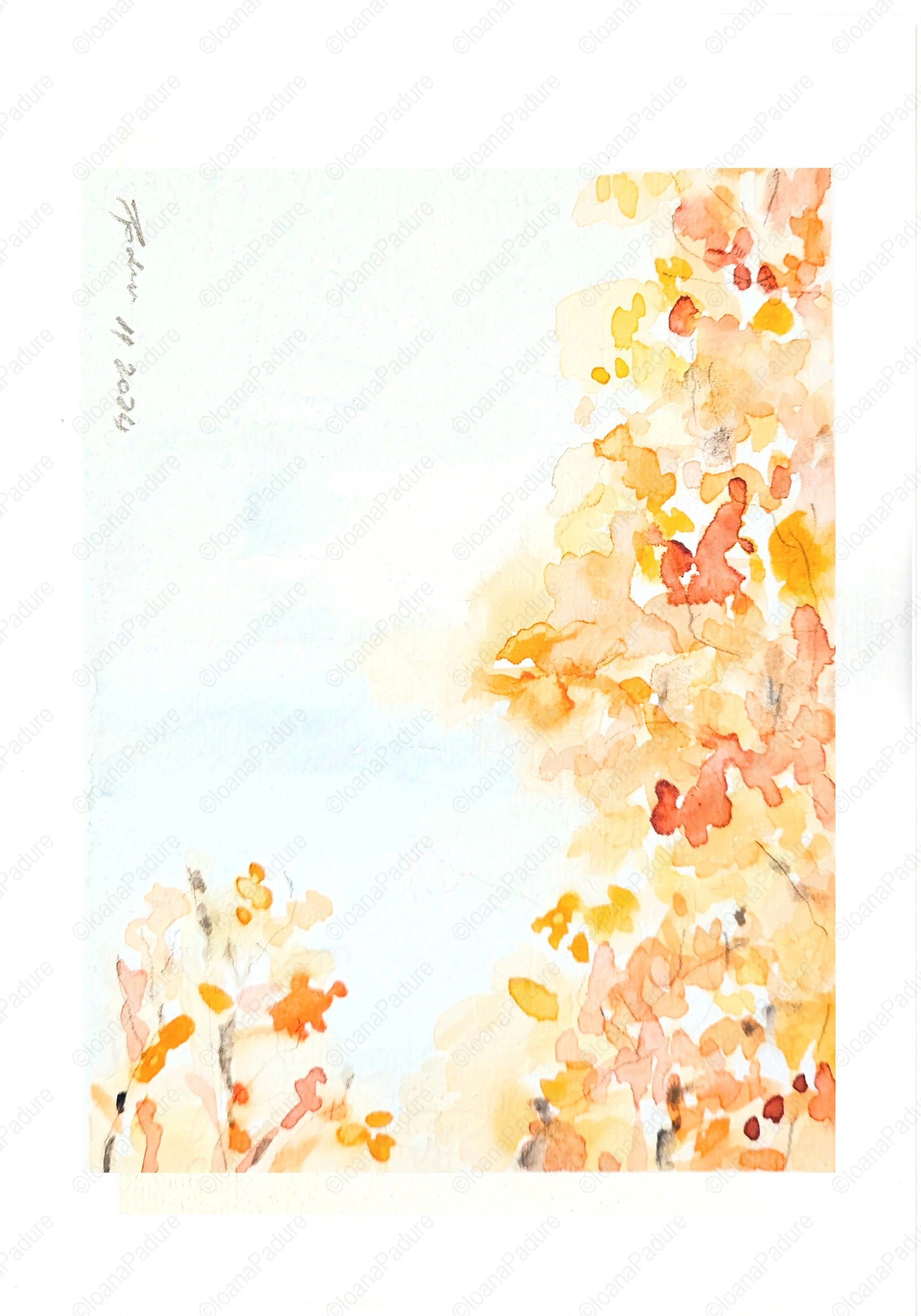 watecolours on paper, 14.8x21cm, 12.2024 - the tree series; private collection