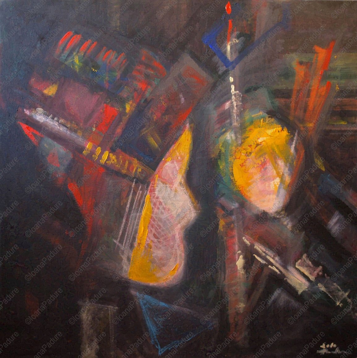 acrylic on canvas, 100x100cm, 2005-2010 - Self-portrait (repainted)
