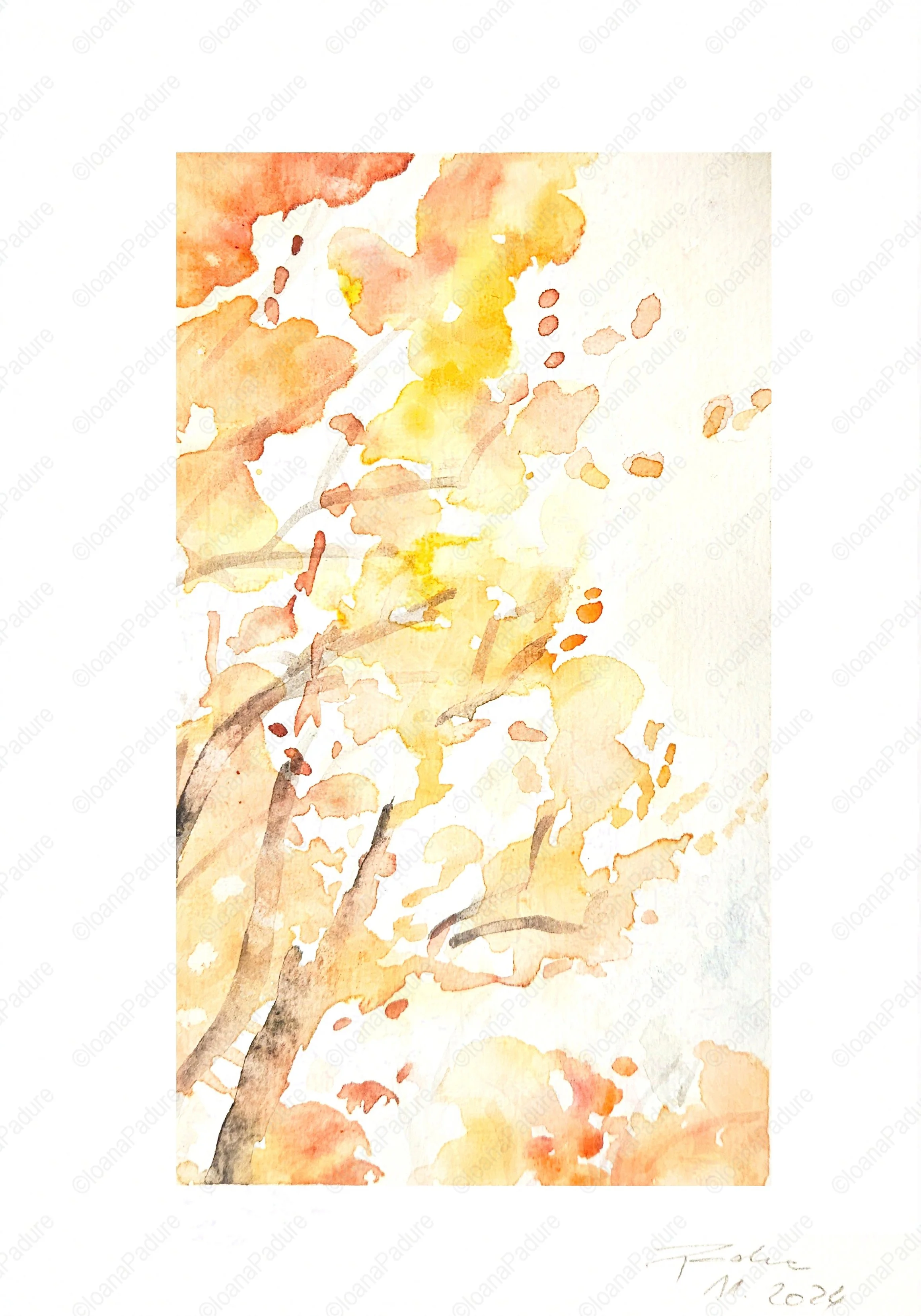 watecolours on paper, 14.8x21cm, 12.2024 - the tree series; private collection