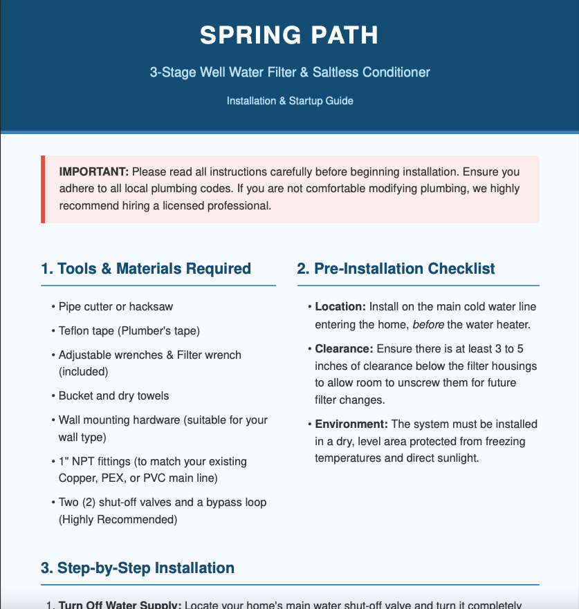 Official Spring Path 3-Stage System Installation Guide (Digital Download)