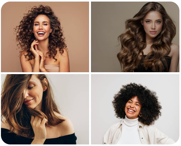 Four Women of different ethnicities with Beautiful Hair