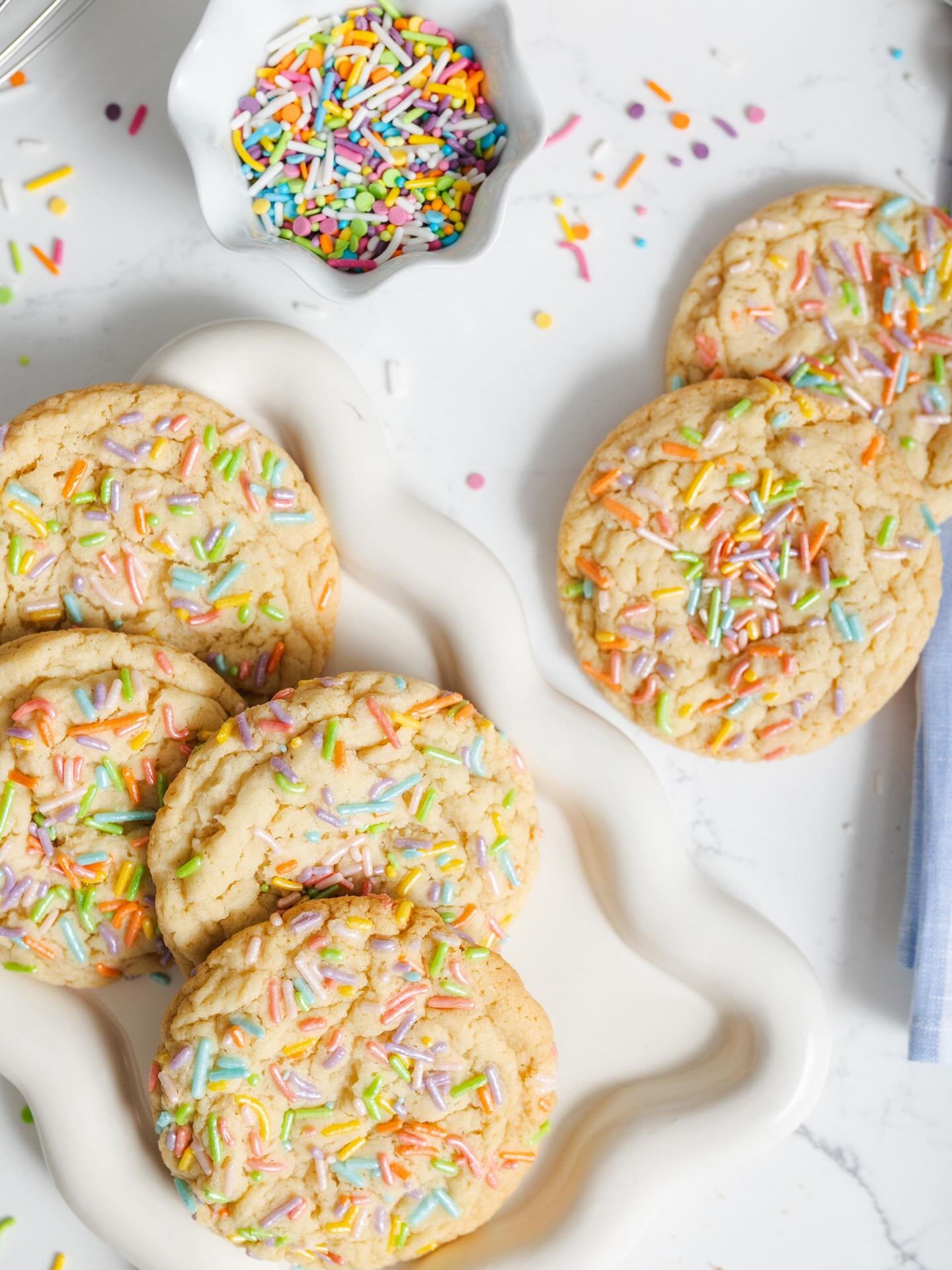 Cookies > Resolutions 

Our Sugar Sprinkle cookies bring the excitement of a new year! Colorful, fun, and FULL of sweet and rich buttery flavor, these cookies are a great way to celebrate the start of a new year! 🥳🎉🍪🩵