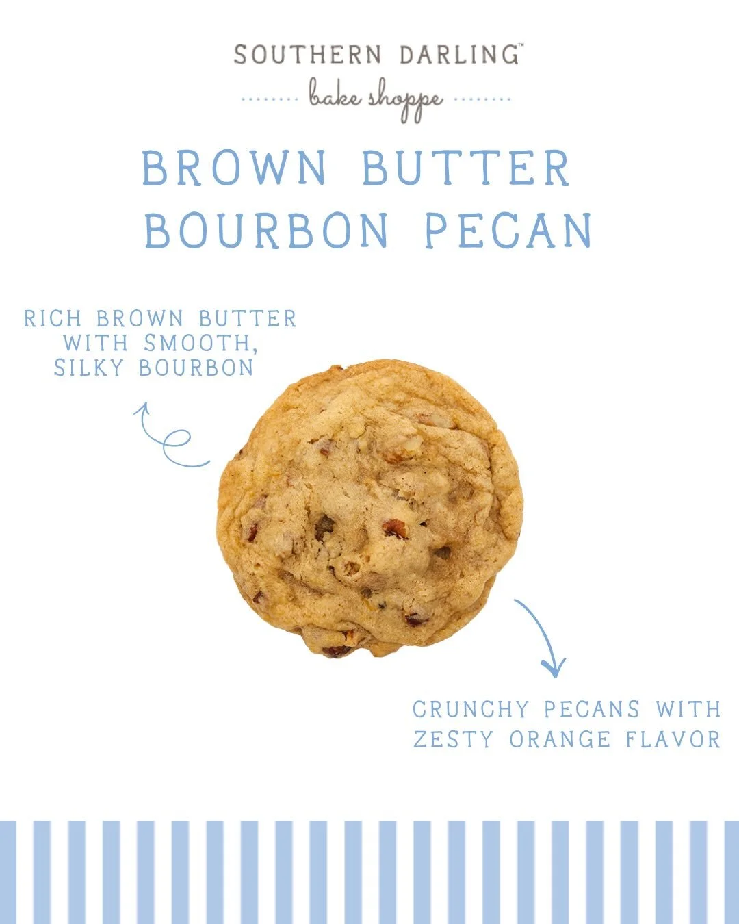Introducing our newest flavor! The Brown Butter Bourbon Pecan Cookie is a hearty blend of rich brown butter, silky bourbon, crunchy pecans, and finished with a twist of orange zest 😍🍪 This cookie is a labor of love and sure to make dad smile this F