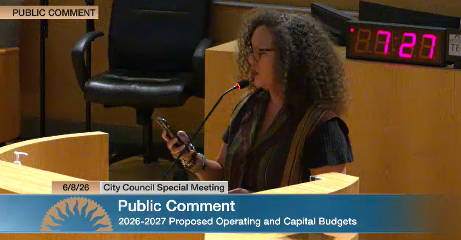 Mer Gives Public Comment at Final City of SJ Budget Hearing