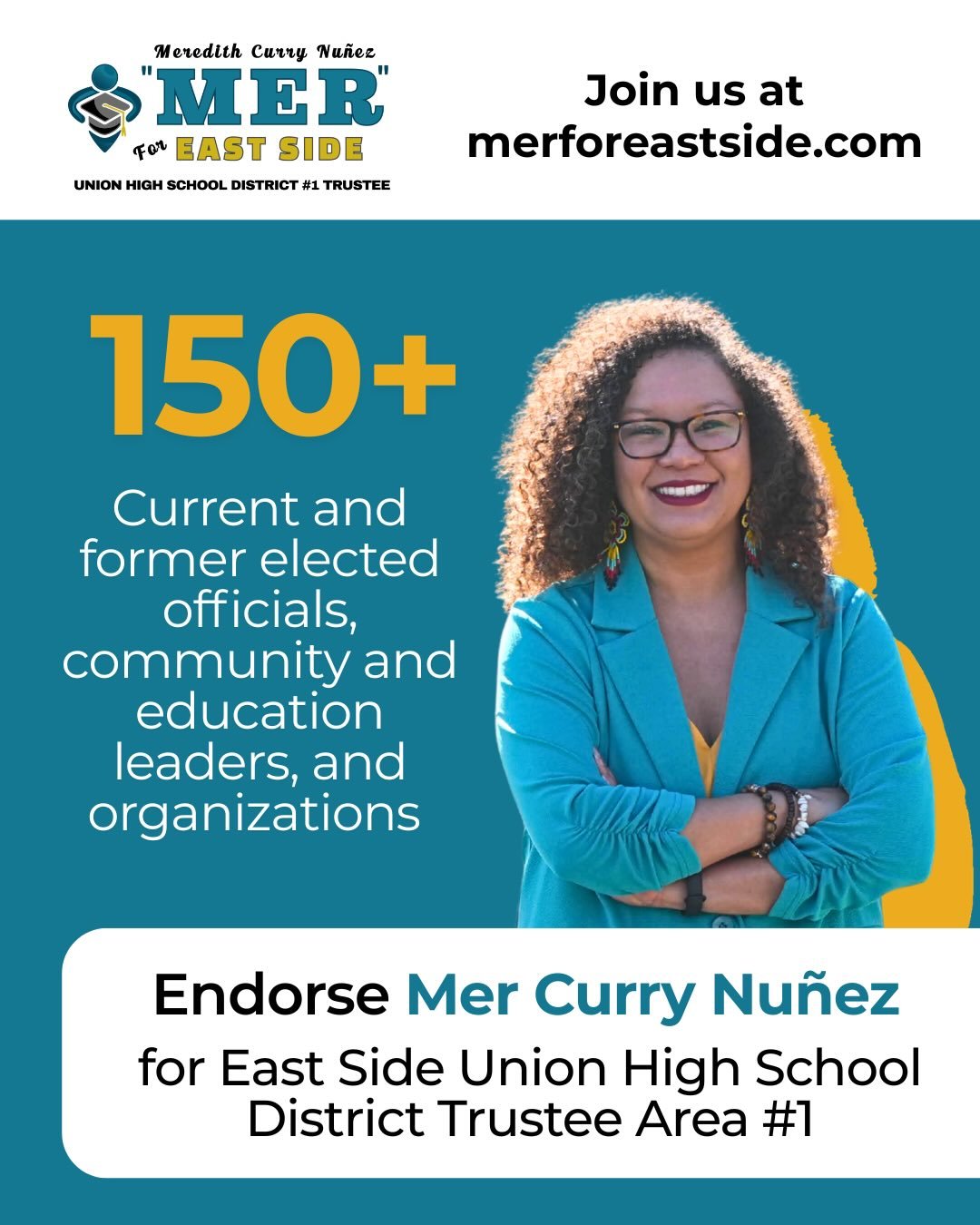 &ldquo;I am deeply grateful to the more than 150 current and former elected officials, education and community leaders, and organizations who have offered their endorsements. 

Your support is both affirming and humbling. 

It reinforces my belief th