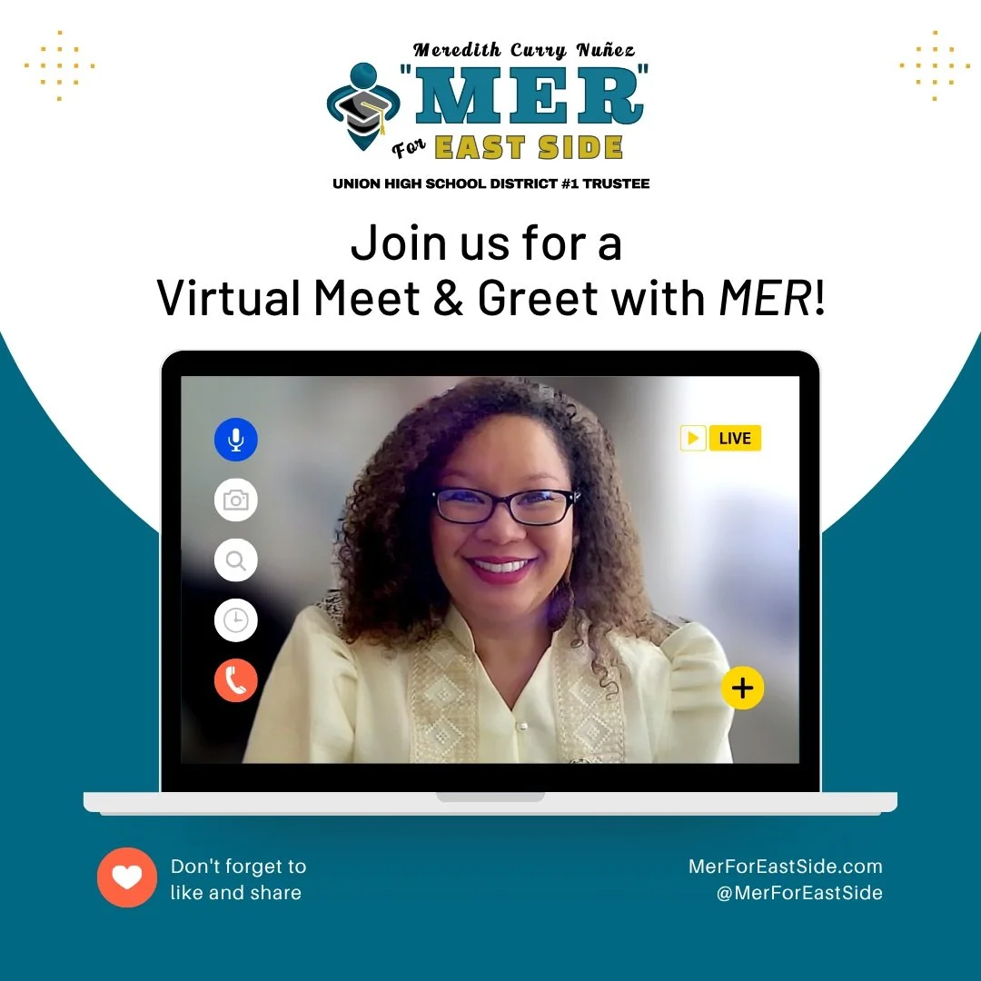 📅 Join us for a Virtual Meet &amp; Greet with Mer on Tuesday, August 25th from 5:30-6:30pm on Zoom!

Thank you Deryk Clark and Michele Mashburn for hosting this event! ❤️

Register at merforeastside.com/virtualmeets, and select the 8/25 date.
#merfo