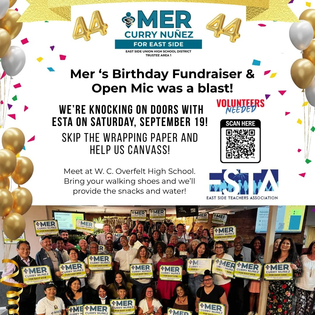 🎉 We had a blast on Tuesday at Mer's Birthday Fundraiser &amp; Open Mic! 🎉 

We're still celebrating and Mer wants absolutely zero gifts! Instead, she's looking for friends to knock on doors with her this Saturday, September 19 from 10:30am-1pm.

?