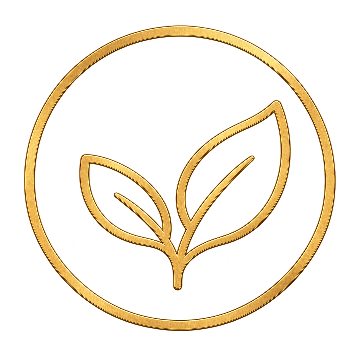 Logo circular con un árbol de hojas doradas en el centro, sobre un fondo amarillo con manchas rojas y negras.