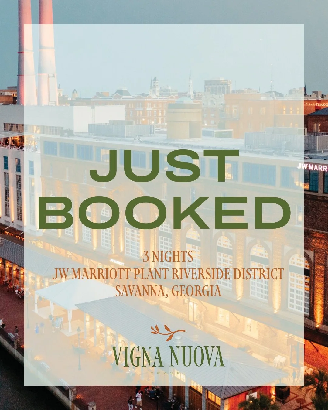 Just booked! I&rsquo;ve got clients are headed to the stunning JW Marriott Savannah Plant Riverside District in the heart of Savannah. 

Set inside a beautifully restored power plant along the riverfront, this one-of-a-kind property blends industrial