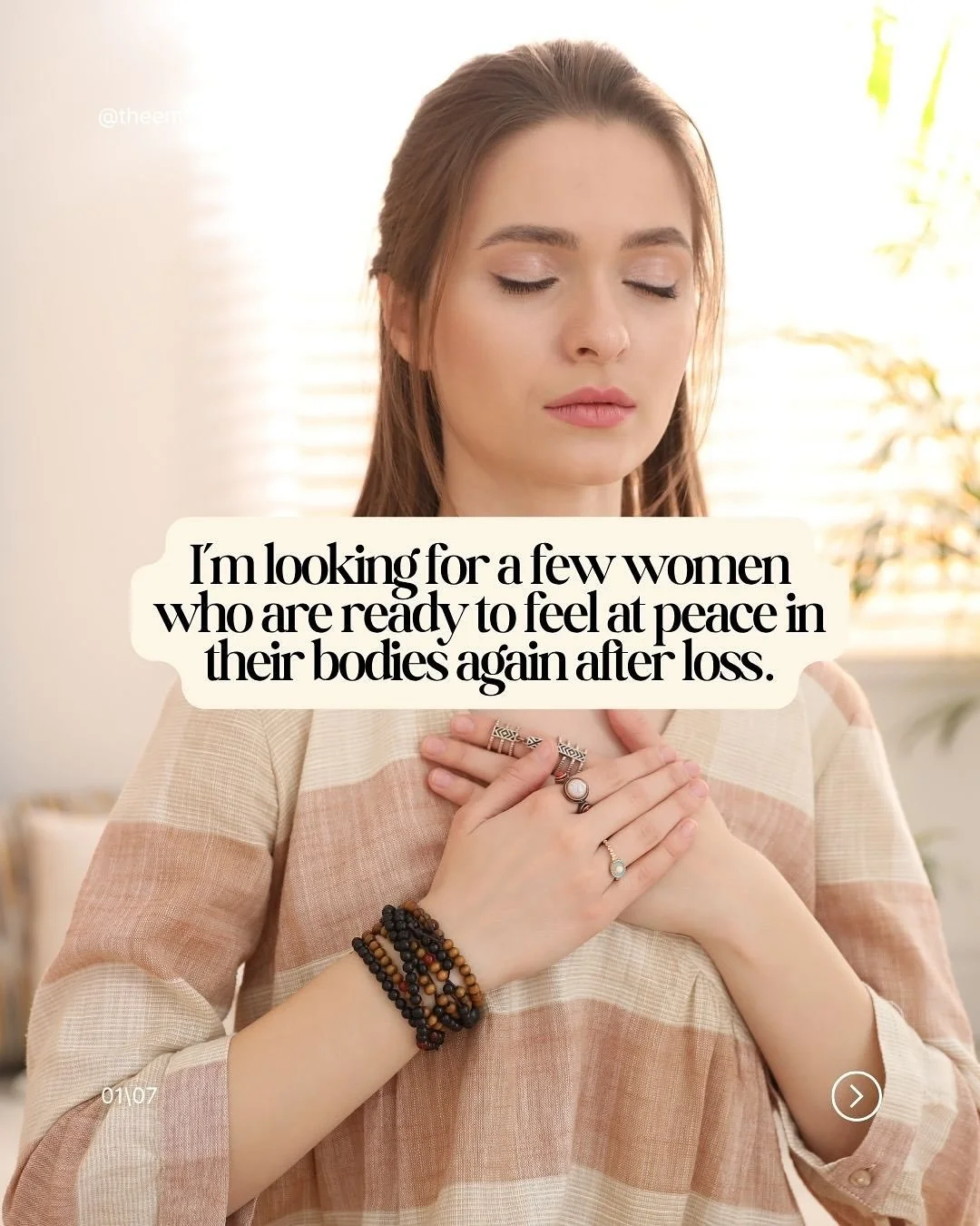 I&rsquo;m looking for a few women who want to feel at peace in their bodies again after loss &mdash; to work with closely inside The Embodied Grief Journey&trade;.

In just 30 days, you&rsquo;ll move through a guided process that helps you release wh