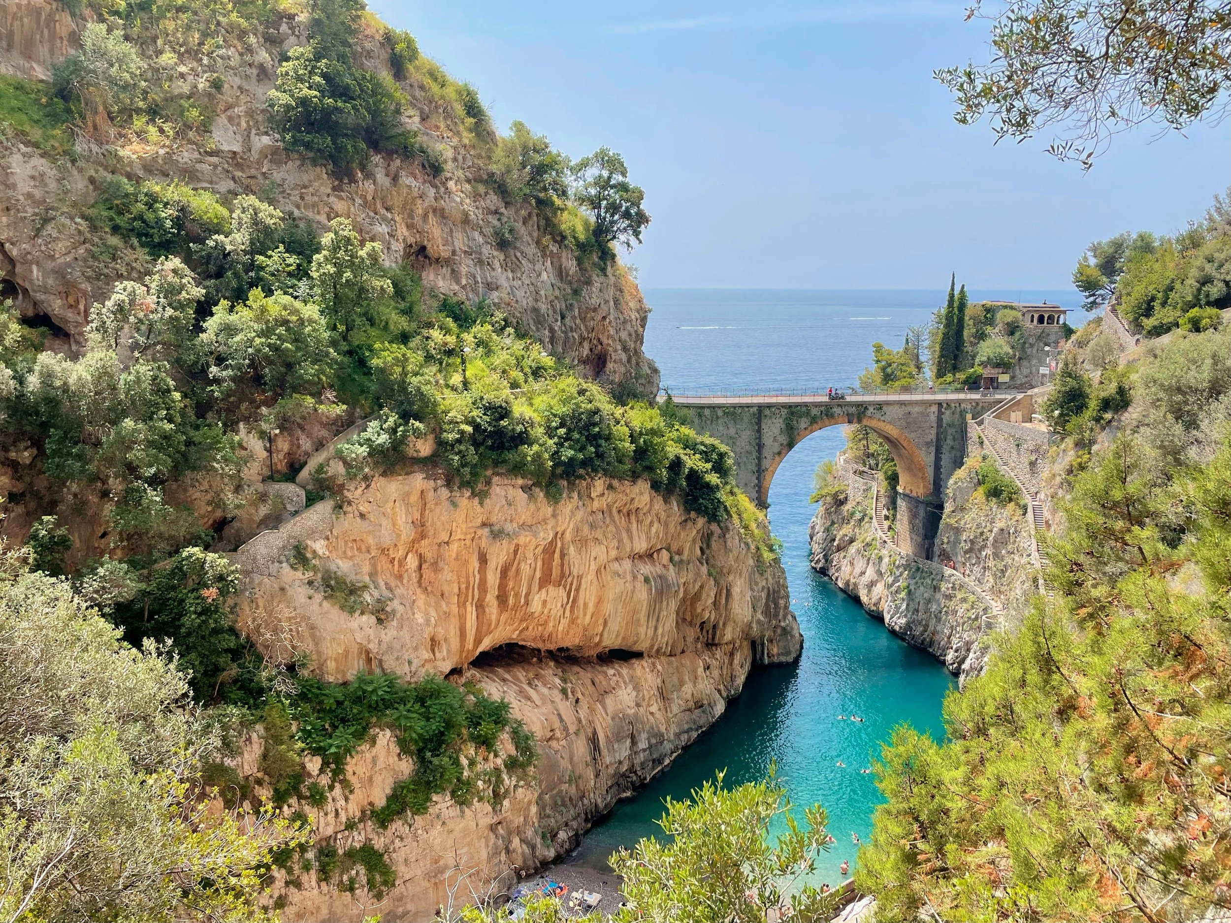 Scenic Amalfi Coast cliffs overlooking the Mediterranean Sea