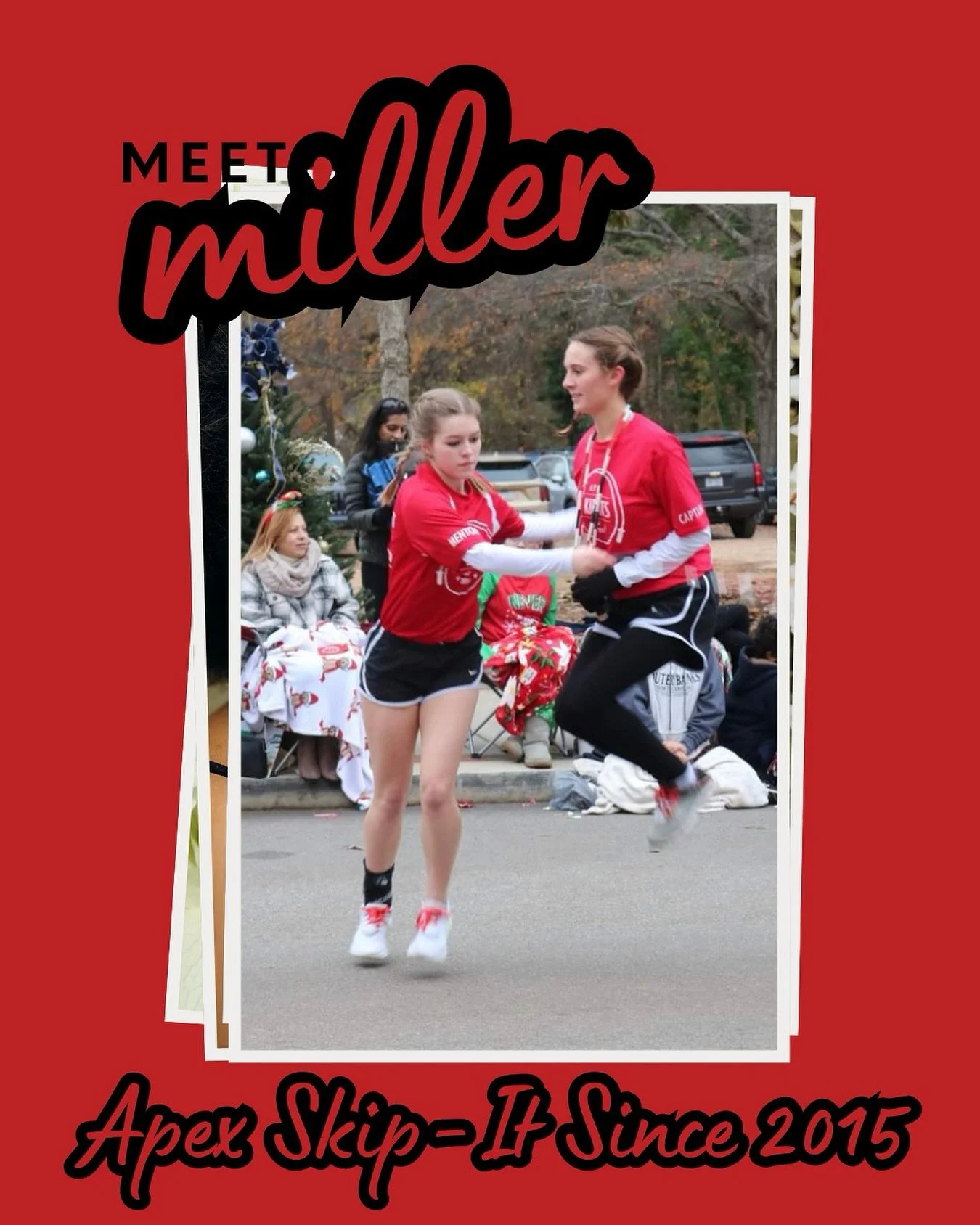 Meet Miller! Captain, Mentor, and Legend since 2015. Her hardest trick? The infamous EB TJ—she’s landed it once! Words to describe her: determined, optimistic, patient. She’s got hidden talents like flag football, loves pasta as a p