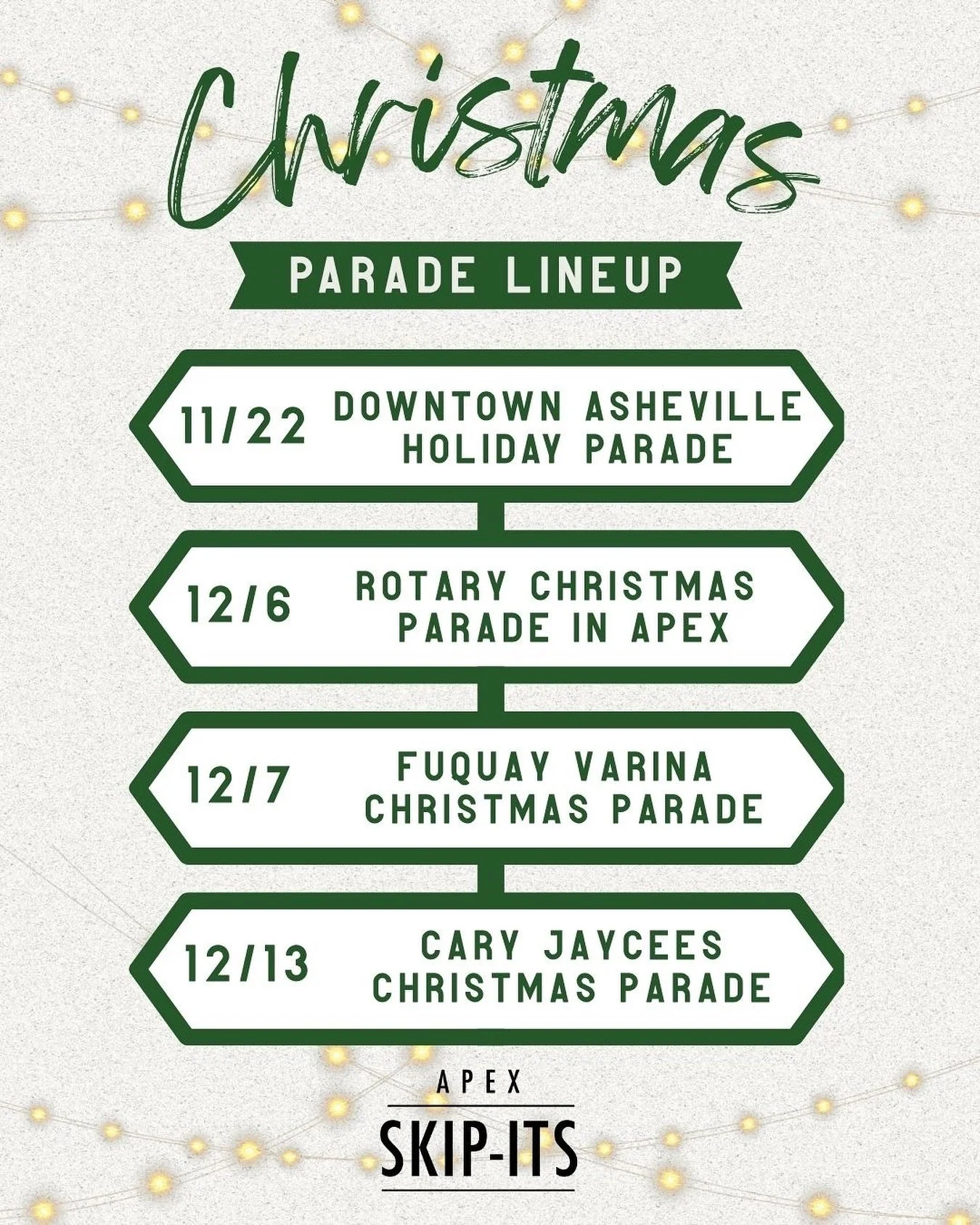 It&rsquo;s parade season, and we&rsquo;re ready to skip into the holidays! 🎅✨. 
Catch us bringing the energy (and the jump ropes!) to these Christmas parades &mdash; we can&rsquo;t wait to see your smiling faces cheering us on! 💚❤️
👇 Tell us in th