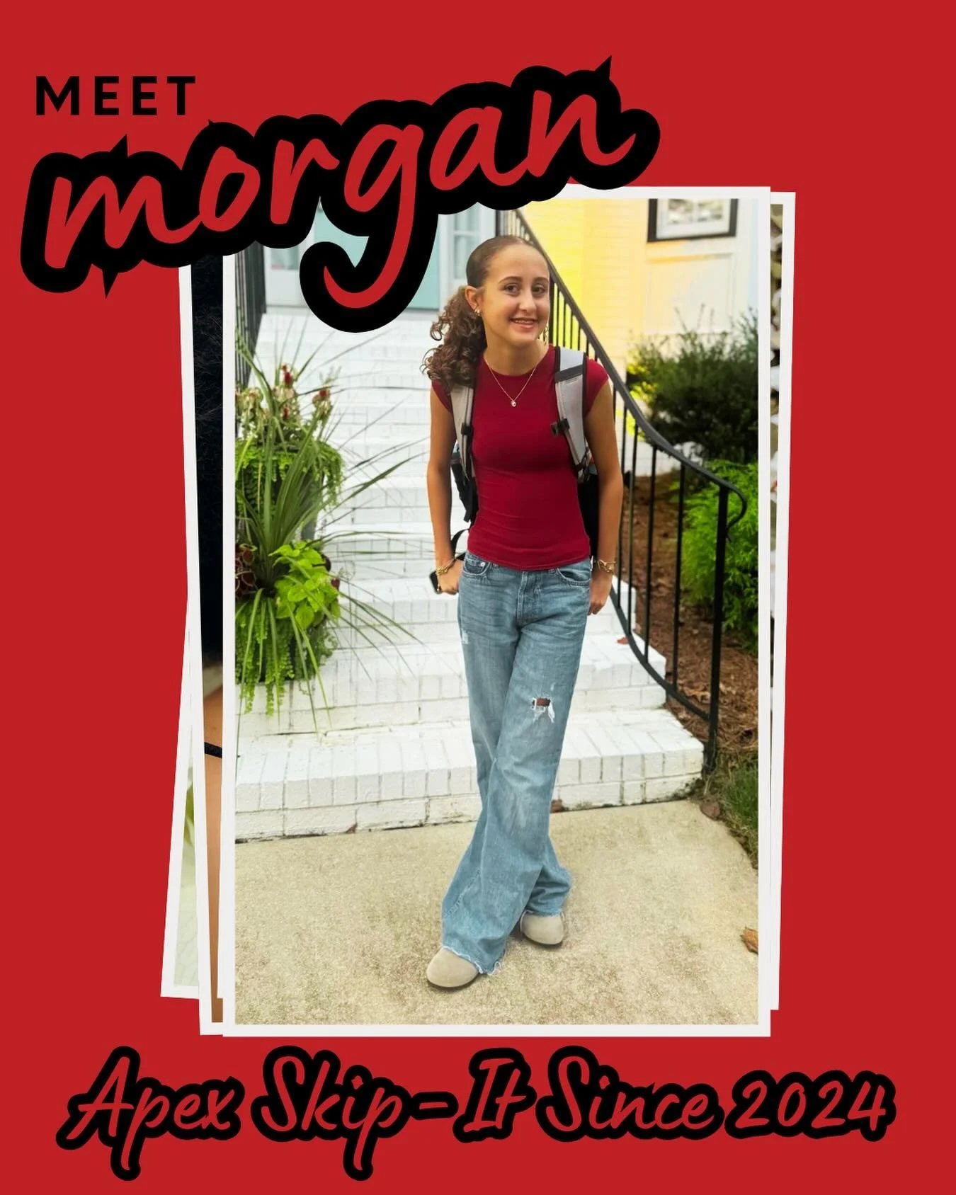 Meet Morgan! She joined the Skip-Its in 2024 and loves any kind of toad or rope wrap. Her hardest trick so far is the mule kick &mdash; and she&rsquo;s landed it a bunch already! 
Her hype playlist includes everything from Beyonc&eacute; to Noah Kaha