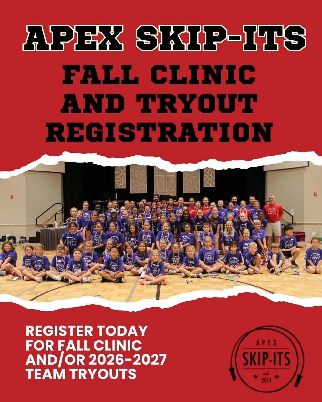 Registration is NOW OPEN for our Fall Clinic and 2026&ndash;2027 Team Tryouts!

If your child is curious about jump rope or ready to take the next step, this is the time. We only hold tryouts once per year, so this is their opportunity to tryout for 