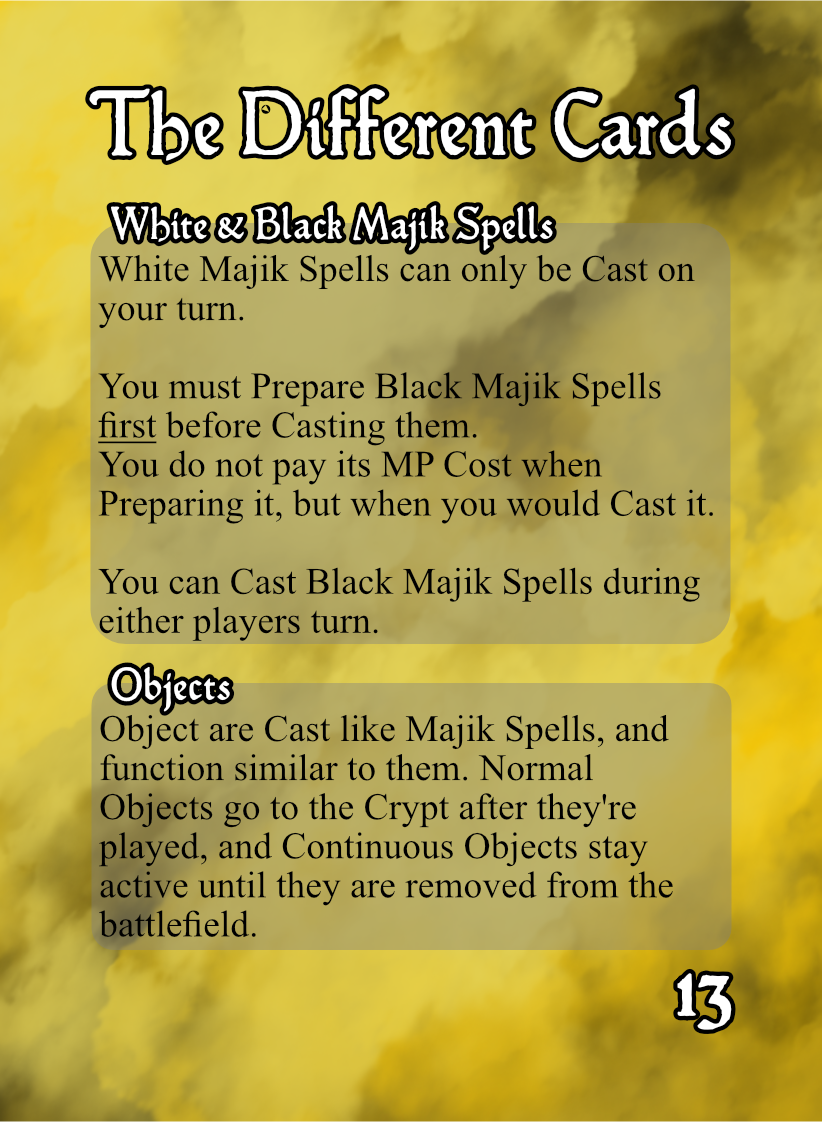 Pg 13 - The Different Cards [Majik & Objects]