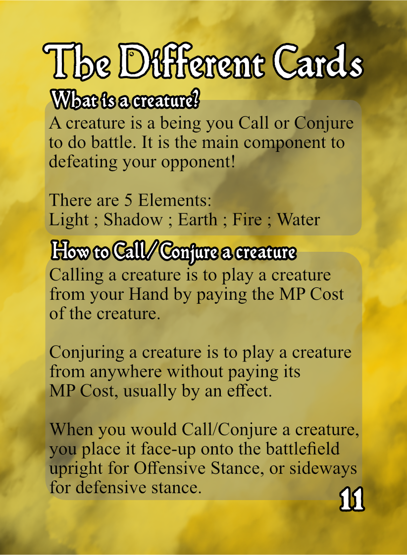 Pg 11 - The Different Cards [Creatures]