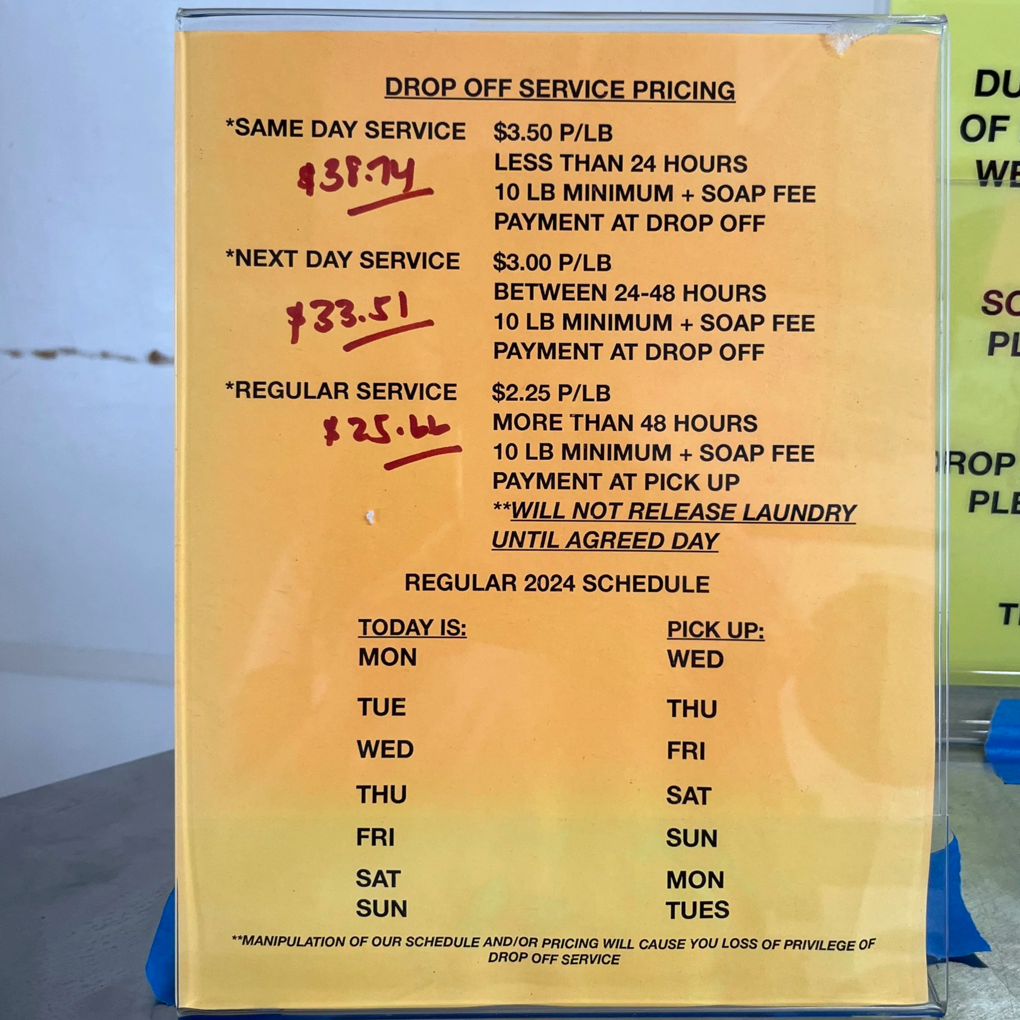 drop off laundry service