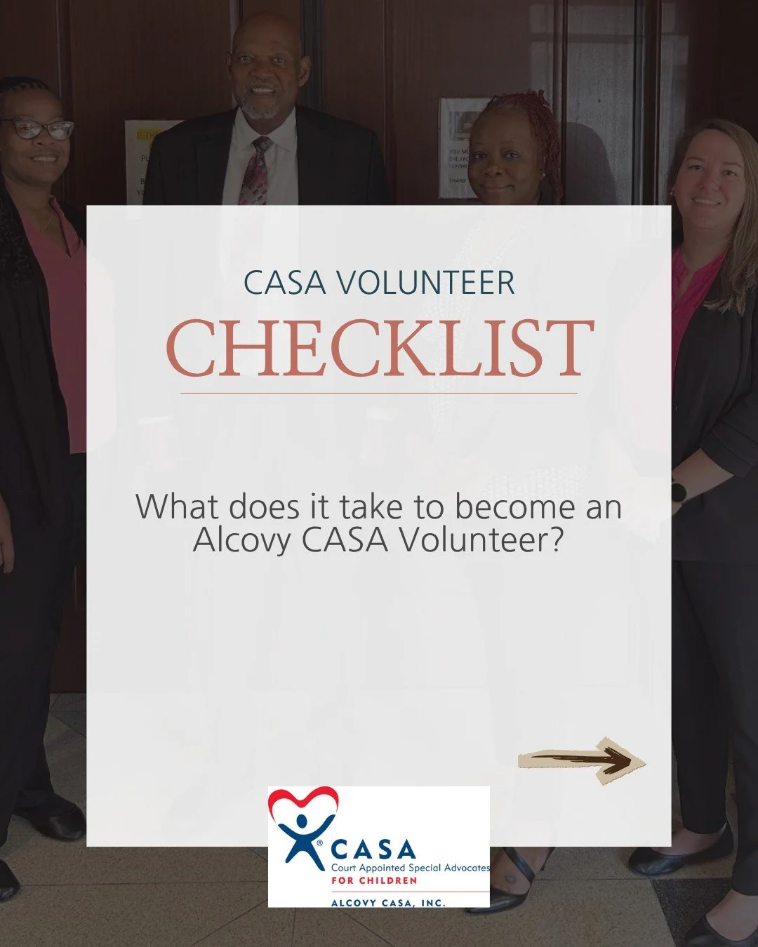From 🤔interested community member to 💪Alcovy CASA Volunteer:

🔍See what it takes to become an advocate for children experiencing foster care!

Scroll to see the steps our volunteers take. 

📩Take YOUR first step towards becoming a volunteer- send