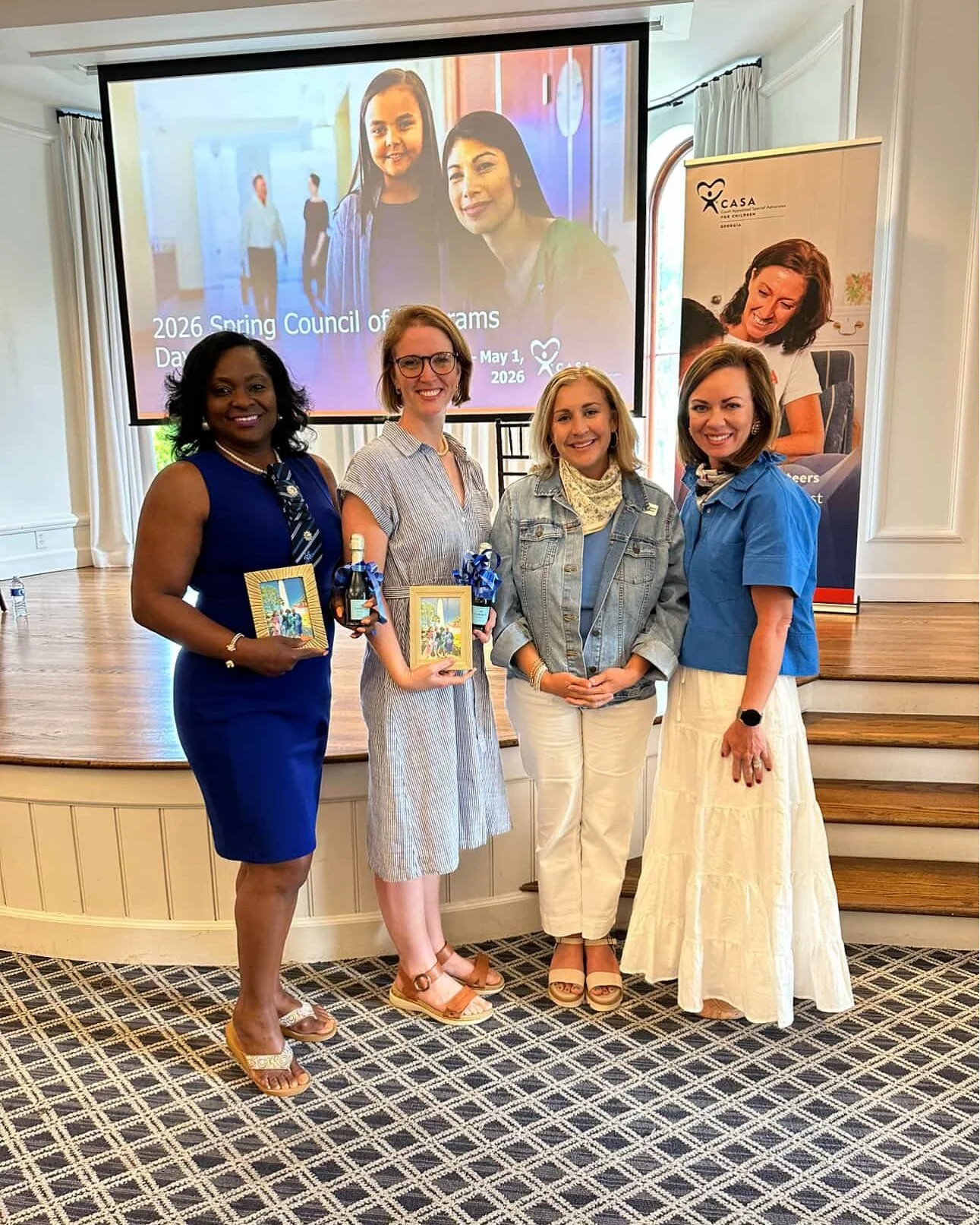 At this year's Spring Council of Programs meeting, hosted by Georgia CASA, our Executive Director was celebrated for reaching the end of her three year term as a Representative for CASA Affiliates to the Georgia CASA Board of Directors. 

"Servi