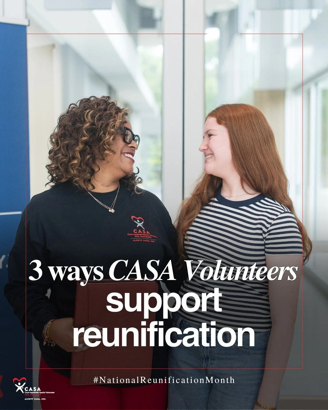 This #NationalReunificationMonth , we're highlighting the ways Alcovy CASA Volunteers support reunification for children experiencing foster care. 

Swipe through to see 3 key ways we help keep families connected and ensure the child's best interests