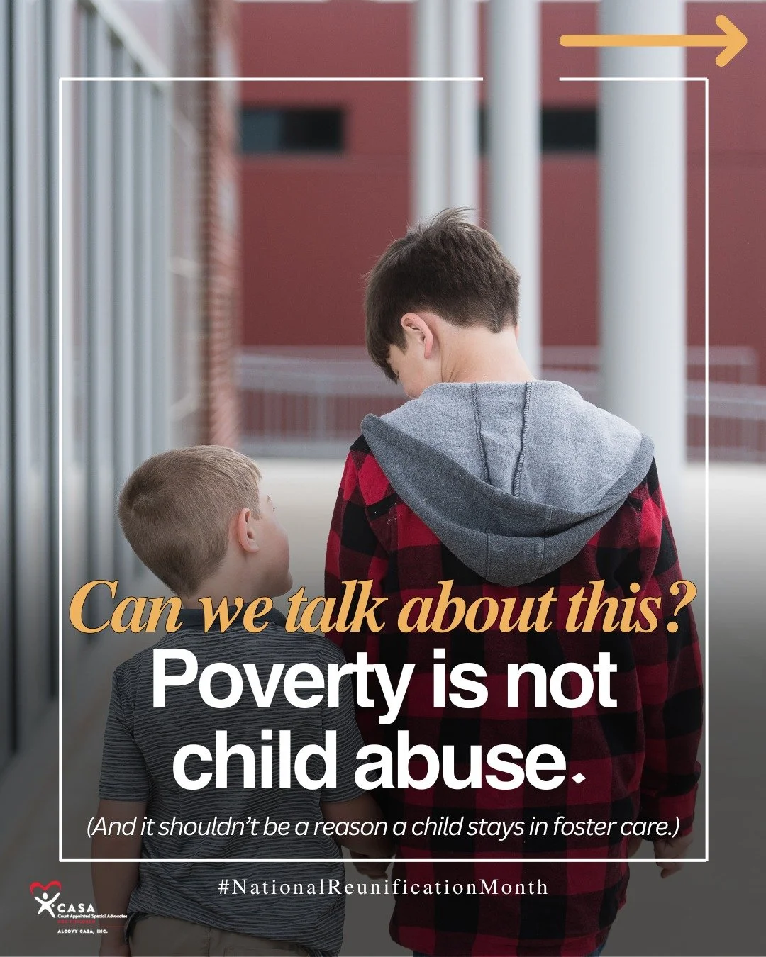 It's a common myth: poverty equals neglect.

CASA Volunteers believe a different story: families with a lack of resources still deserve the opportunity to be reunited with their child after they've been placed in foster care. 

Swipe to get a sneak p