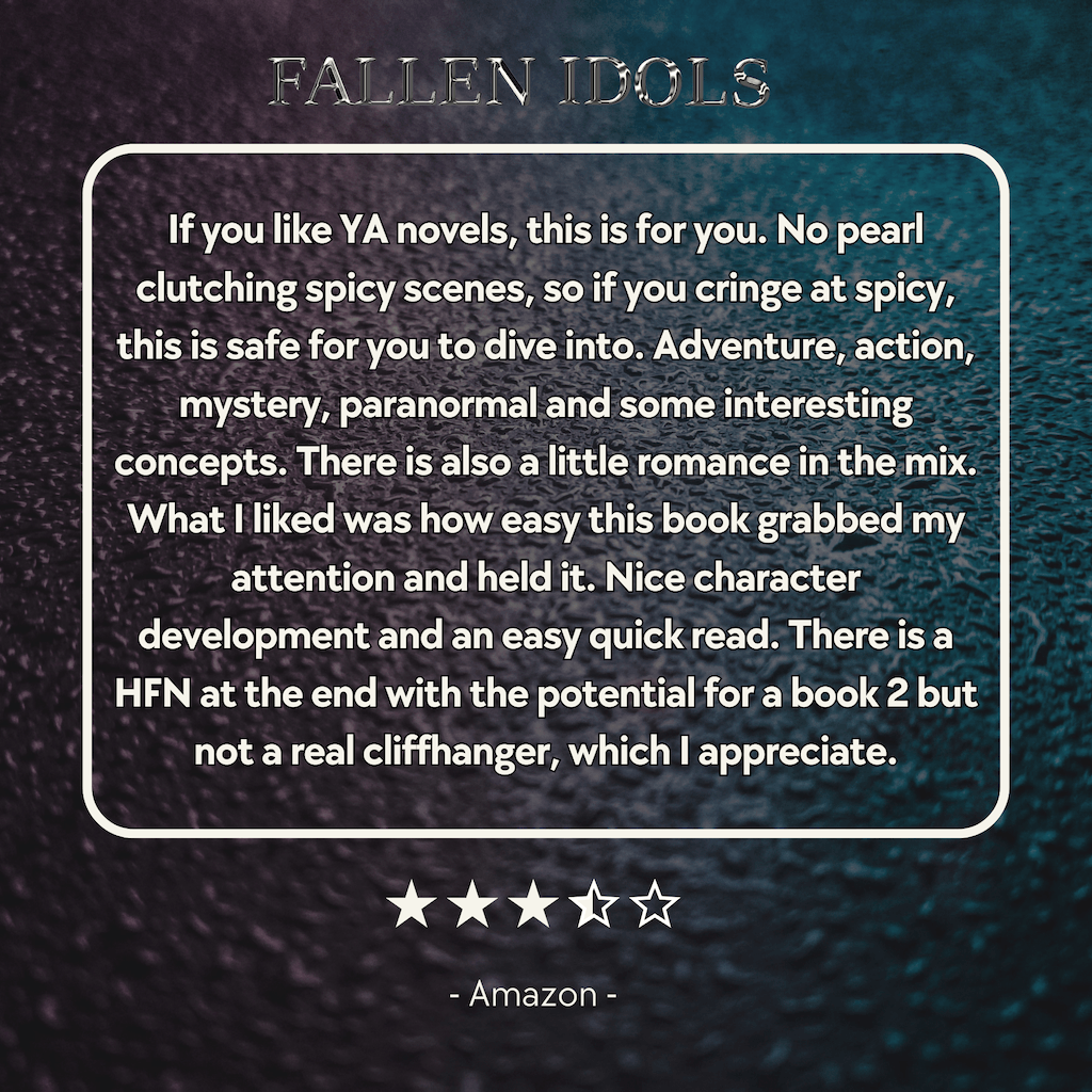 A 3.5 star review that says "What I liked was how easy this book grabbed my attention and held it. Nice character development and an easy quick read."