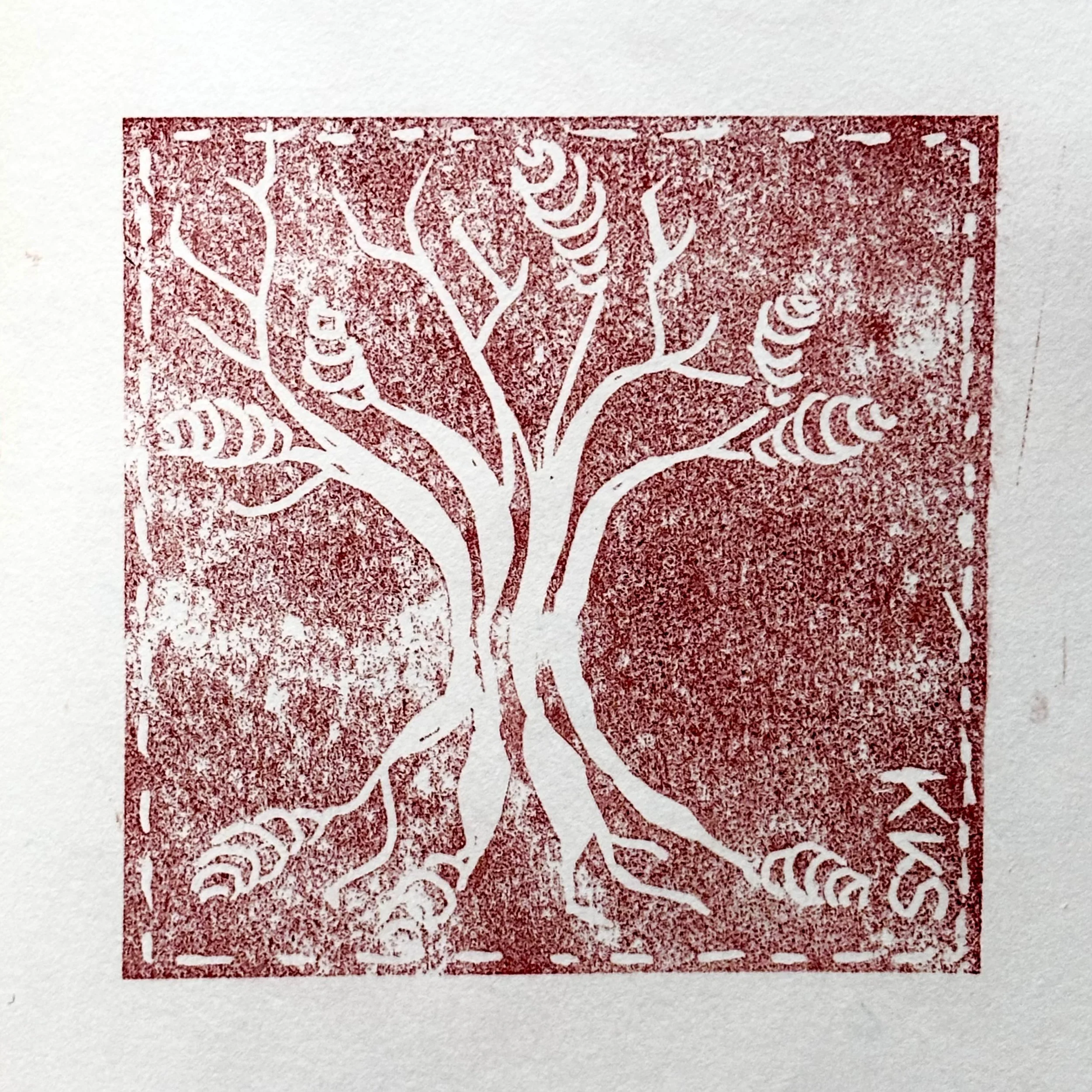 Kathrin Kloeckl Stan, o.T., Linolschnitt, 7,5x7,5 cm, 2026
