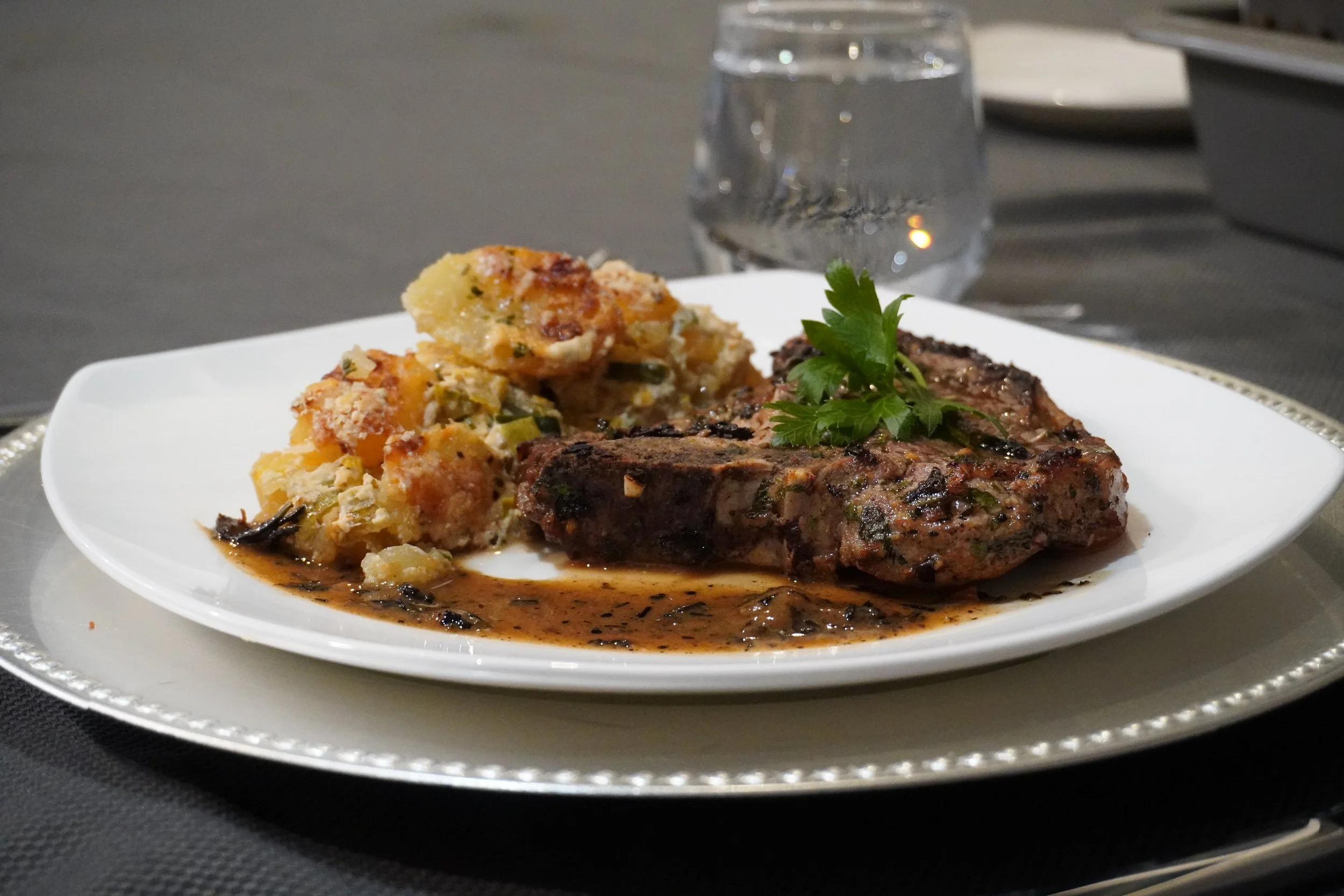 VEAL CHOP WITH SCALLOPED POTATOES