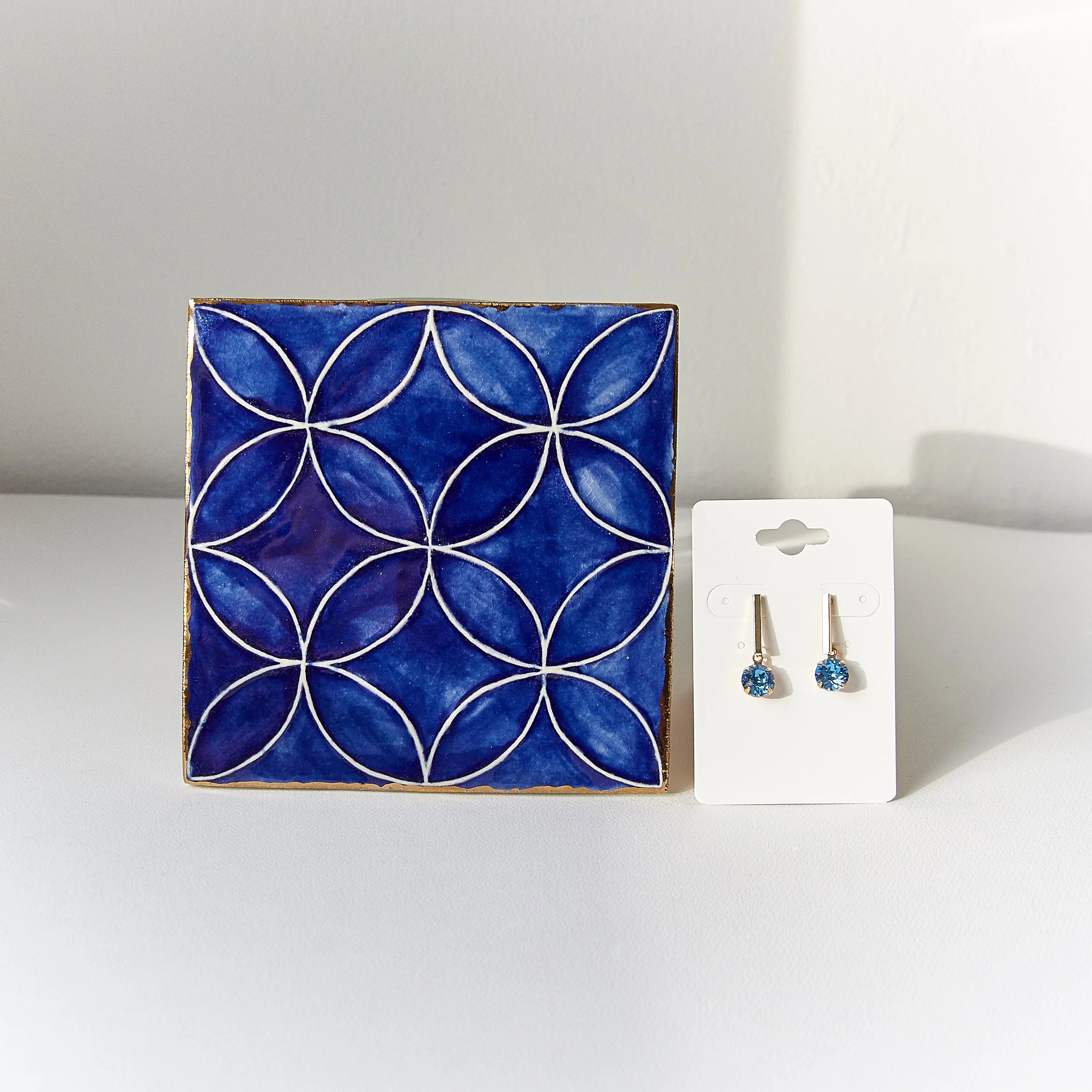Tile Dish with Preciosa Earrings
