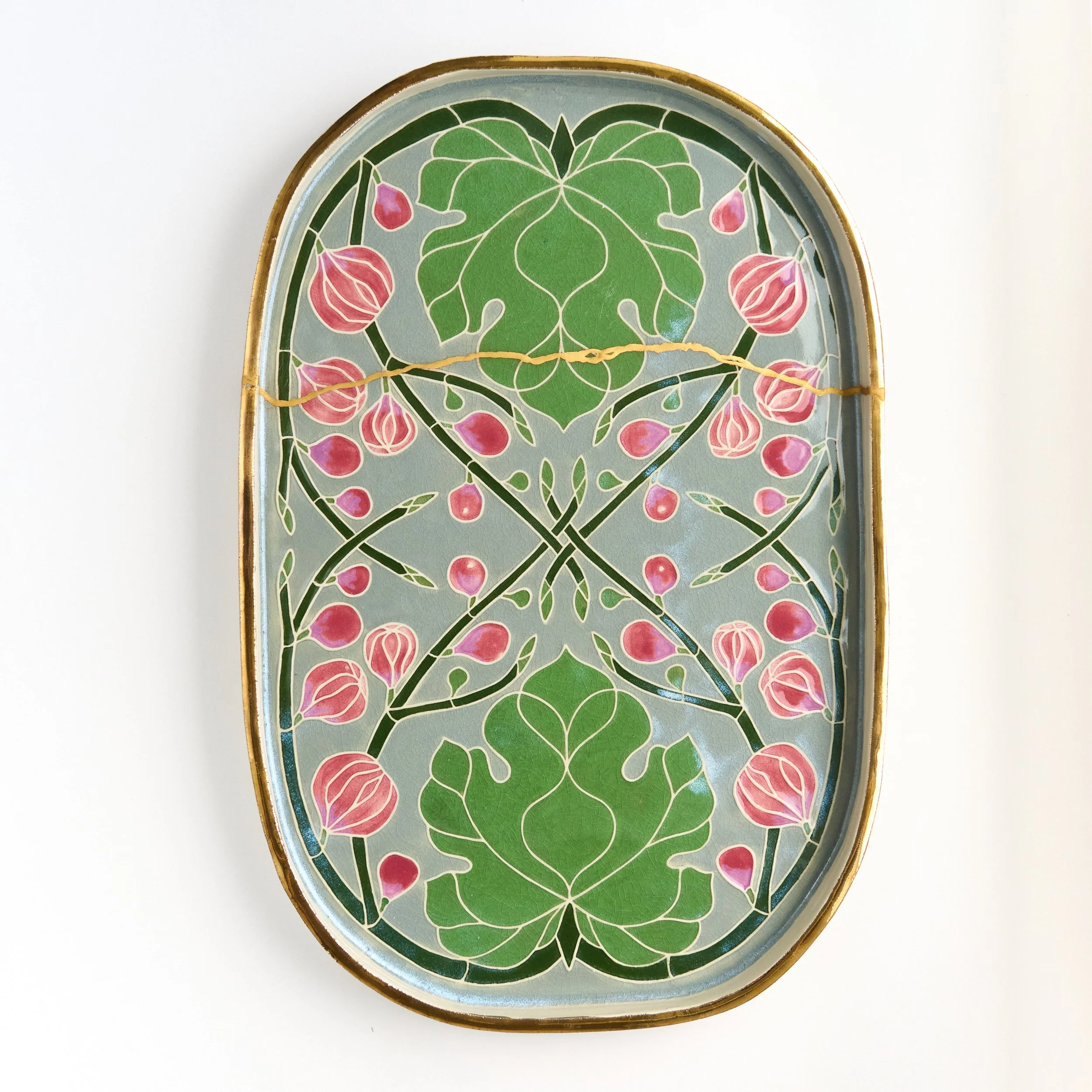 Kintsugi Repair - Embossed Platter - Leaves and Figs