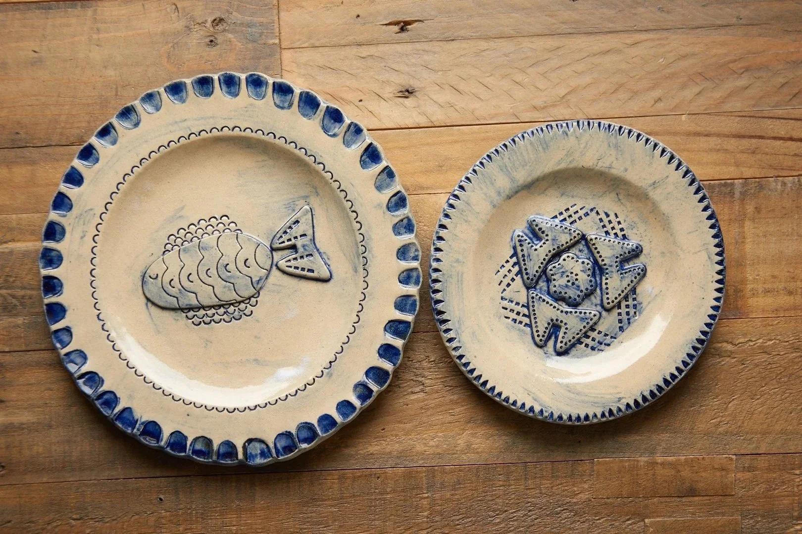 Folk Plates Set - Blue