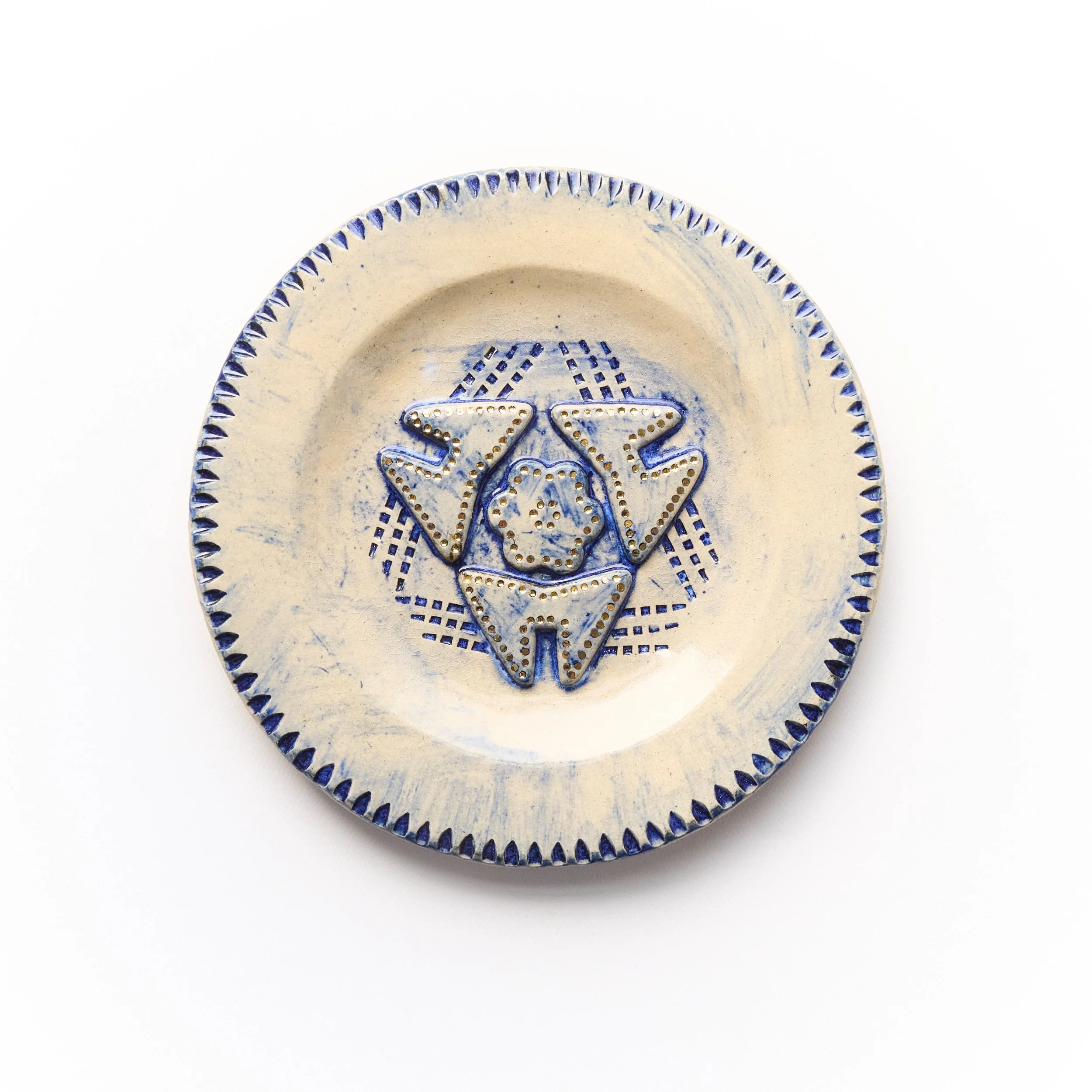 Folk Plate - Blue Triangle