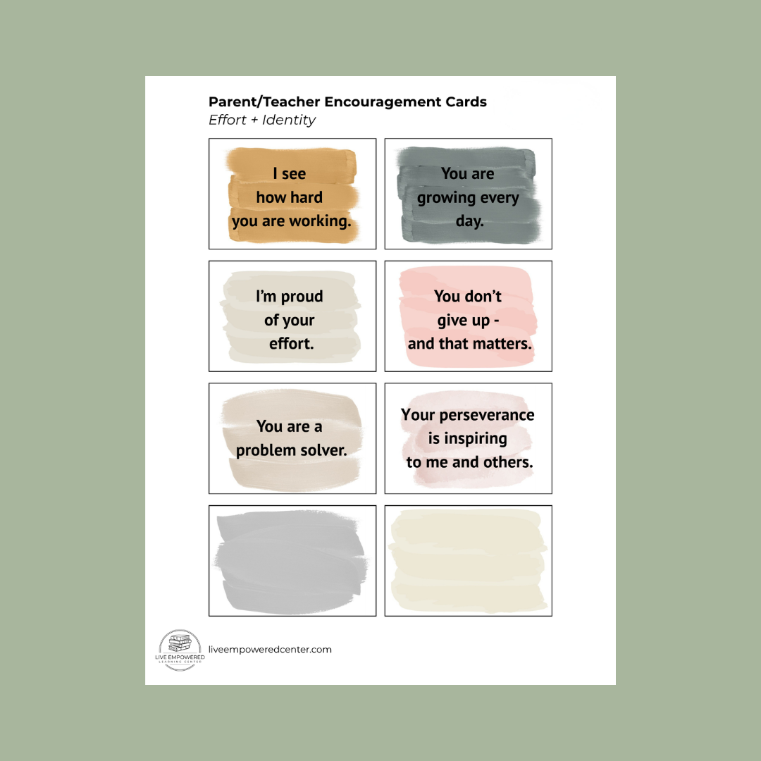 Parent & Teacher Encouragement Cards