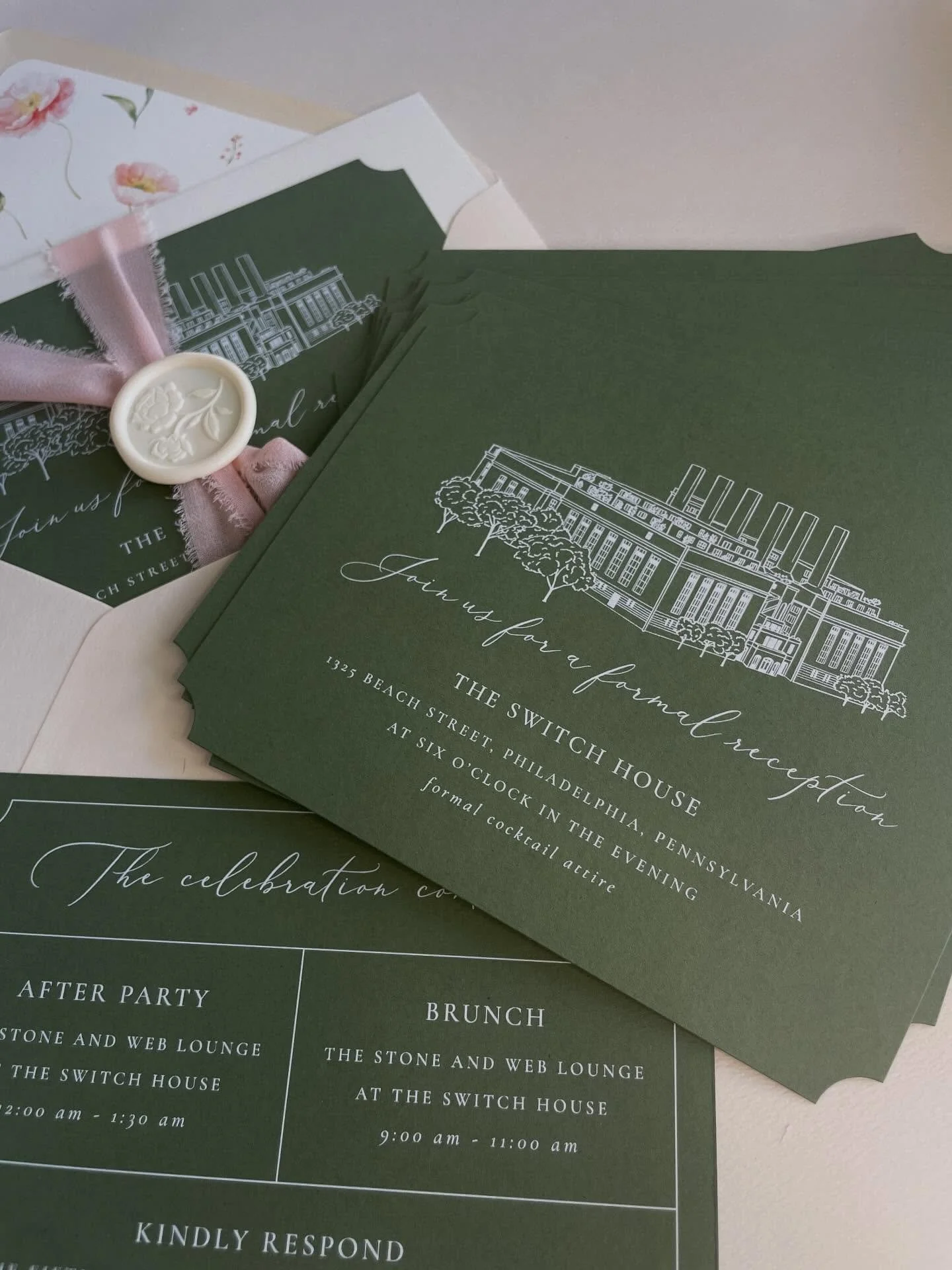 Love everything about these die cut reception cards!

Venue illustration, spring wedding invitations, garden wedding