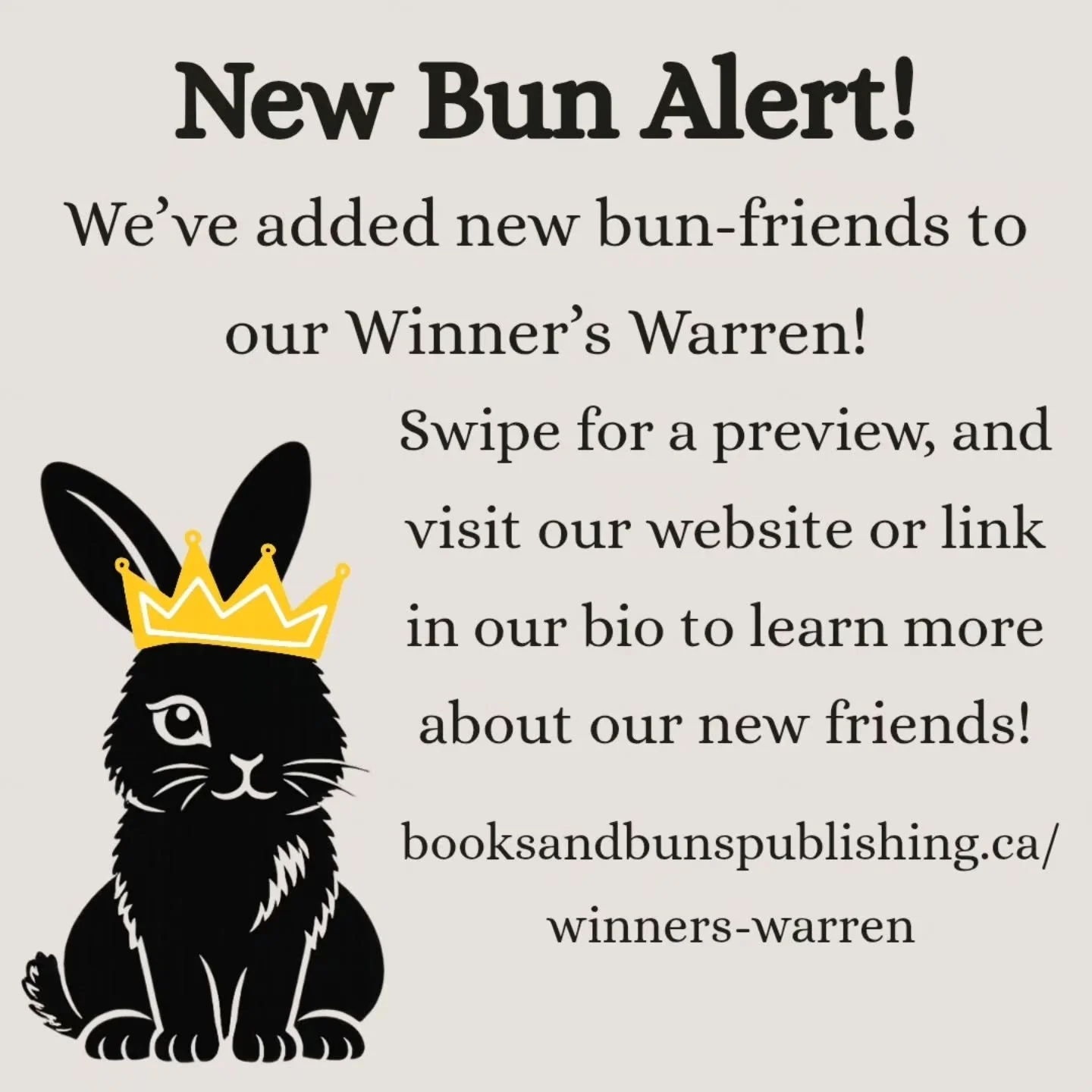 We love our bun friends! Thank you to everyone who supports us! Our newest friends are Queen Potter and Nico! Find Queen Potter on TikTok: @misfitcircus. And Nico here on instagram: @bun.nico.captbun 

#booksandbuns #bunnygram #rabbitgram #winnerswar