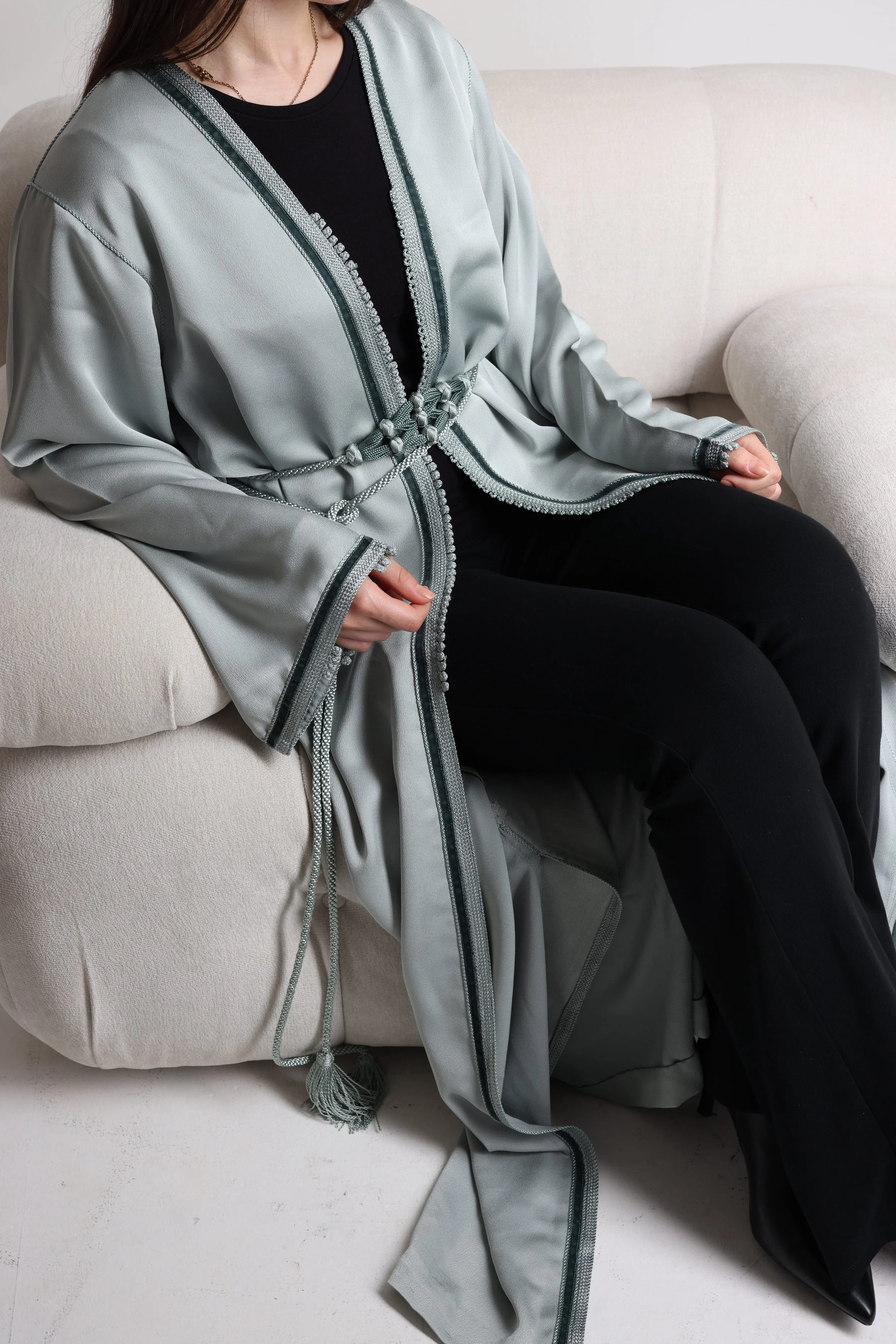 Kimono crepe de soie - Baby teal