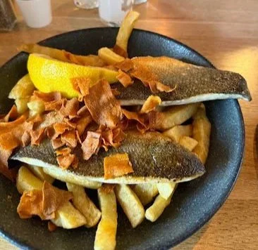 The perfect meal after a long day of exploring. This delicious grilled seabass with chunky chips was a great way to refuel and get ready for the next day's adventures.