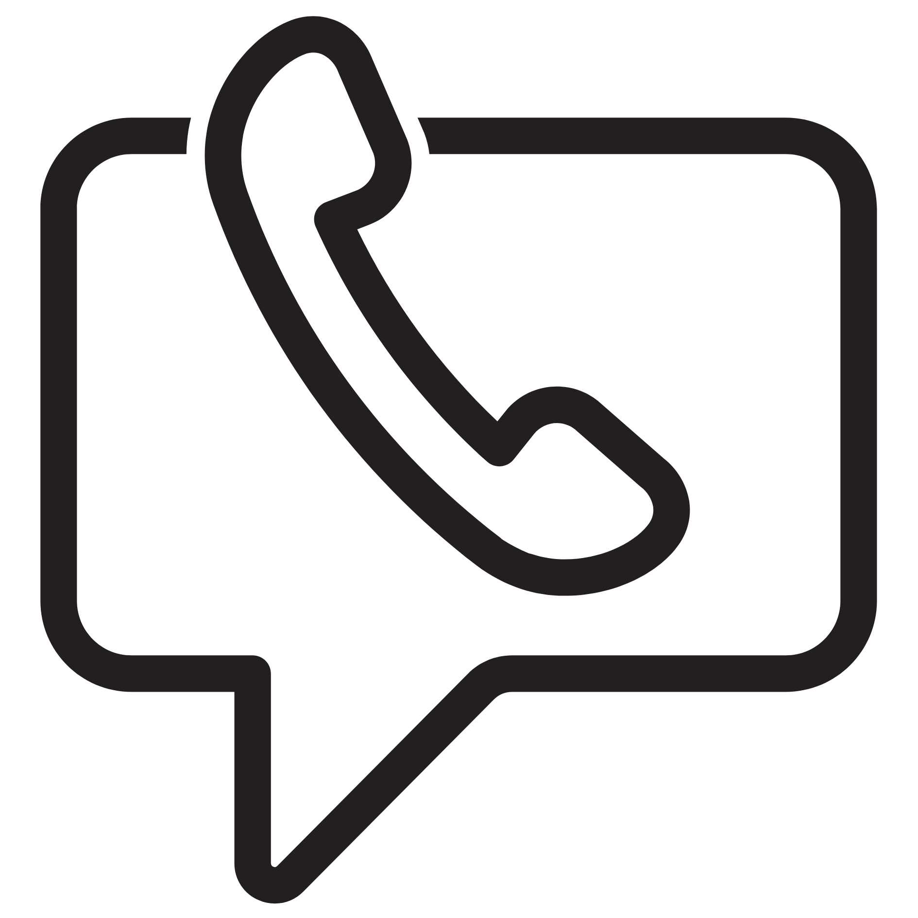 Icon of a speech bubble with a telephone handset inside, symbolizing a phone call or communication.