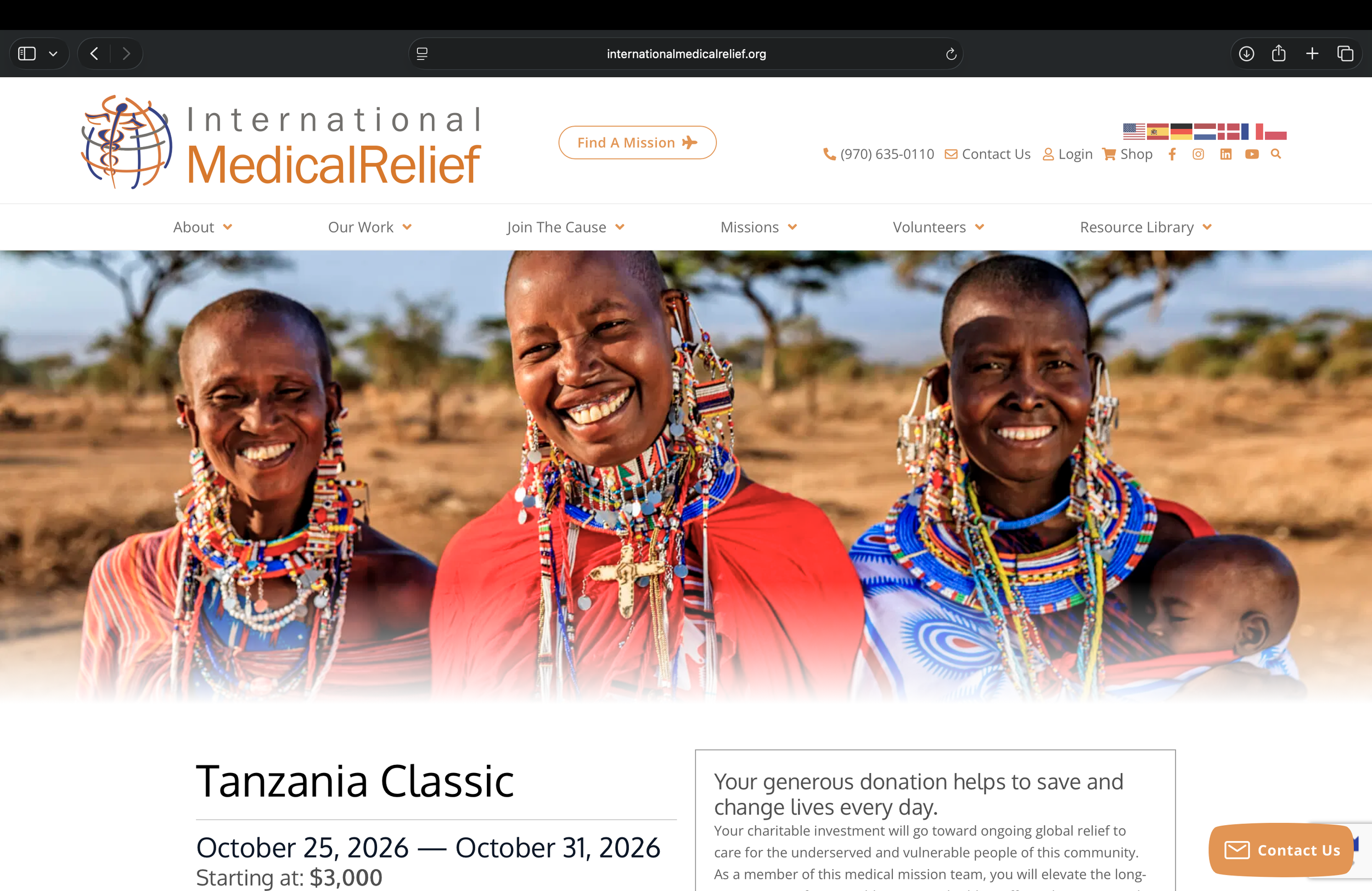 International Medical Relief Web Design