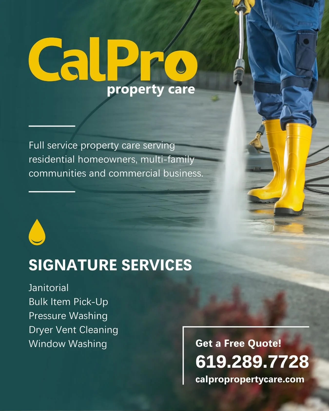 CalPro Property Care is here to help with all your service needs - from full janitorial service to window washing, pressure washing, dryer vent cleaning and bulk item pickup!